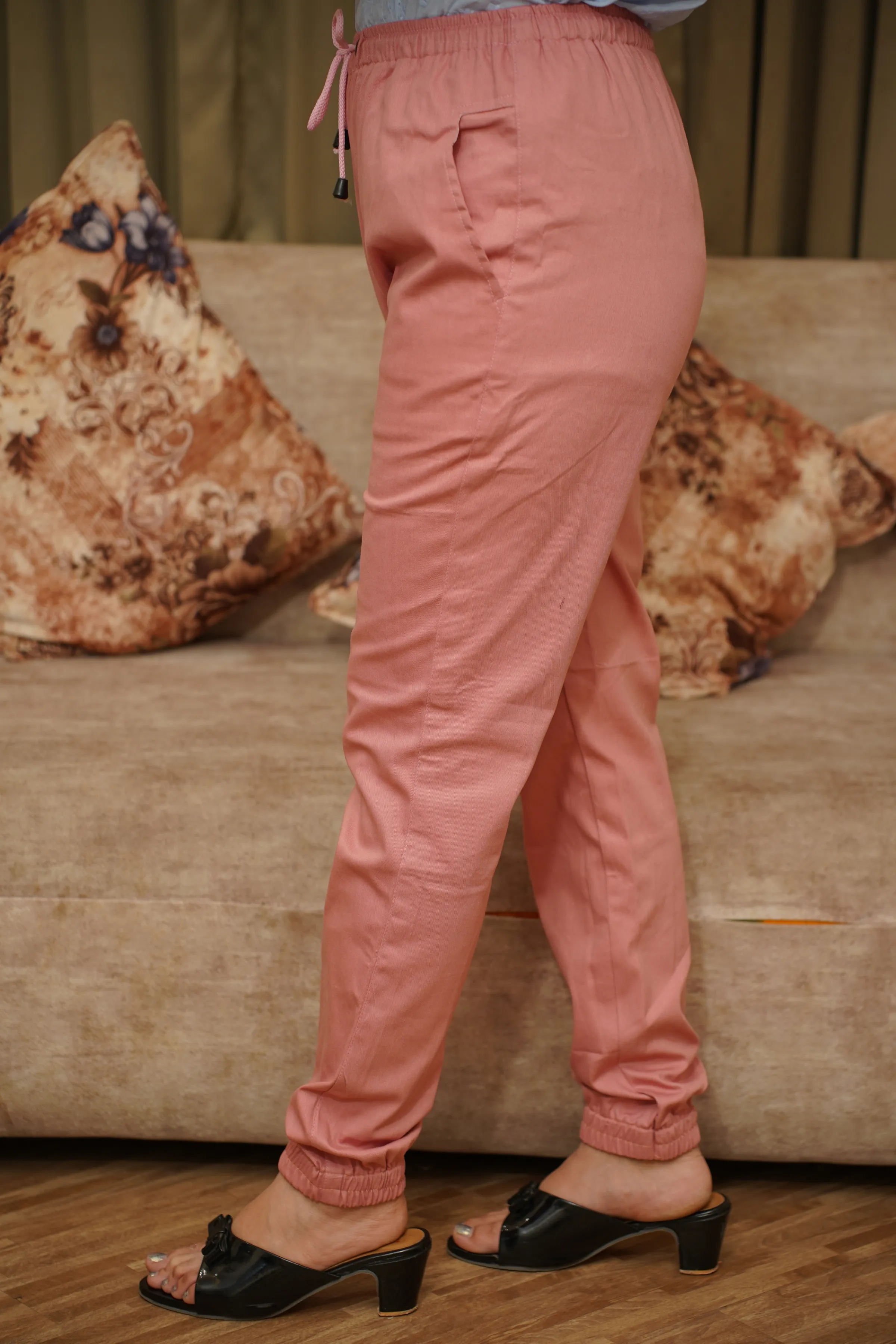 Dusty Rose Cotton Cargo Pants