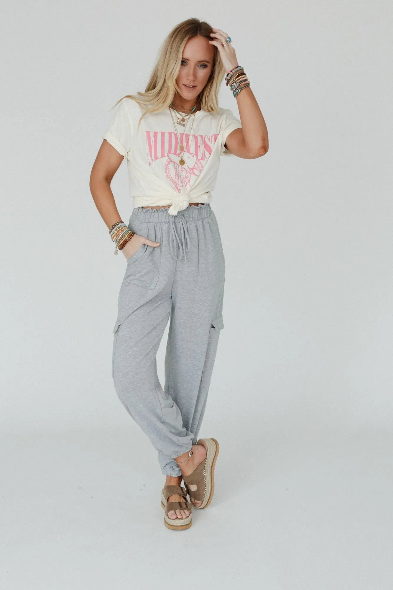 Easy Mornings Cinched Pants - Heather Gray