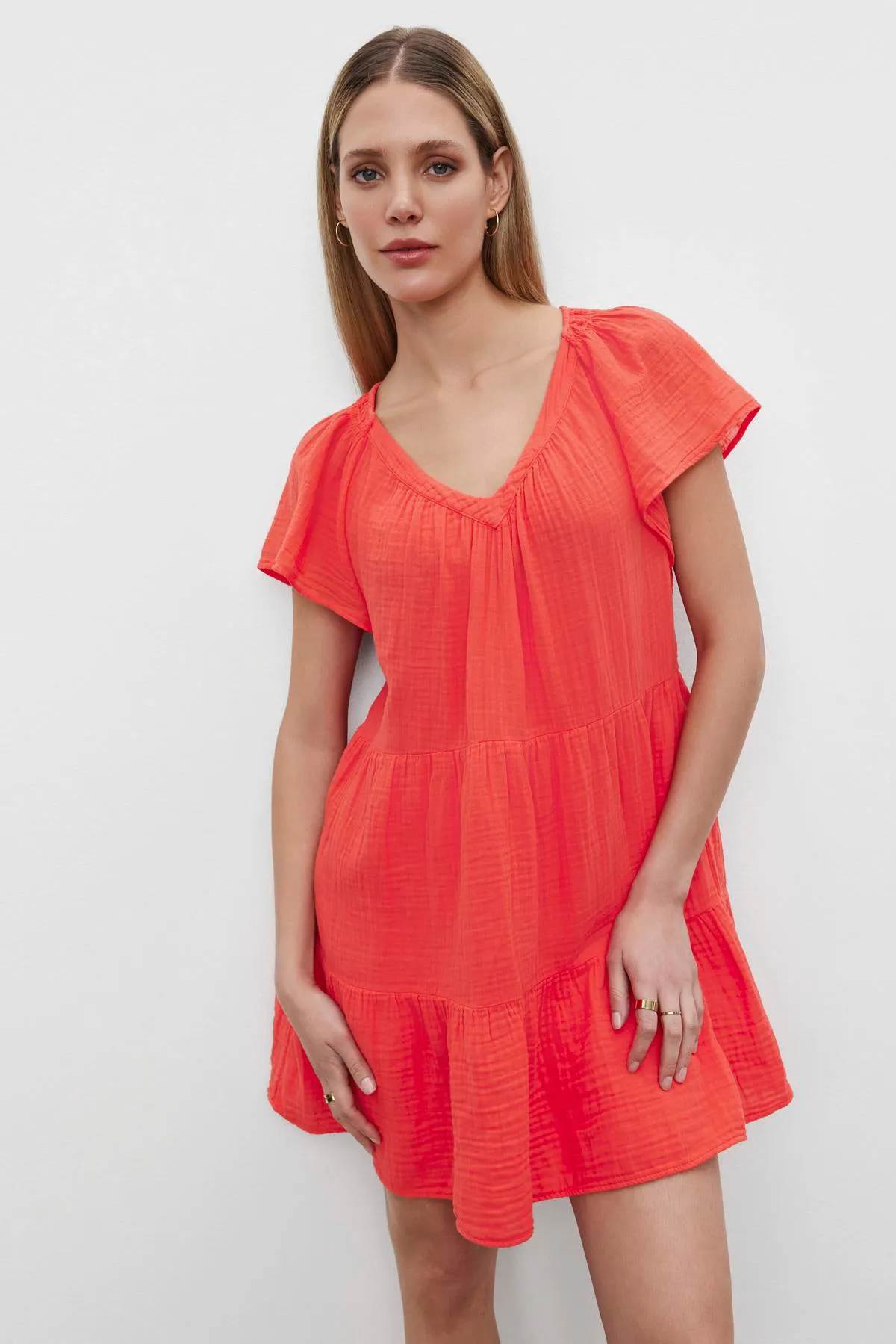 ELEANOR COTTON GAUZE TIERED DRESS