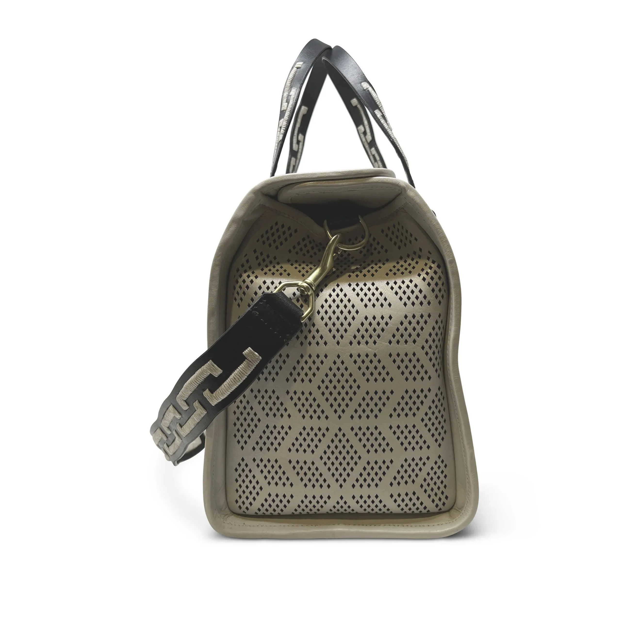 Ella Double Diamond Perforated Bag in chalk by Kempton & Co