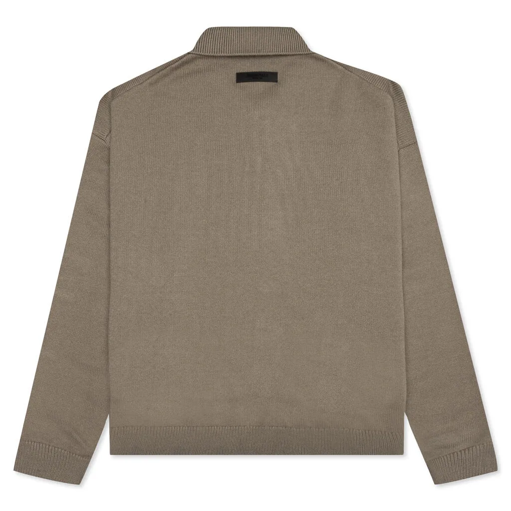 Essentials Knit L/S Polo - Oak