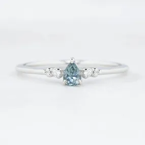 Estel Ring - 0.15ct Blue Montana Sapphire Ring, 14k White Gold