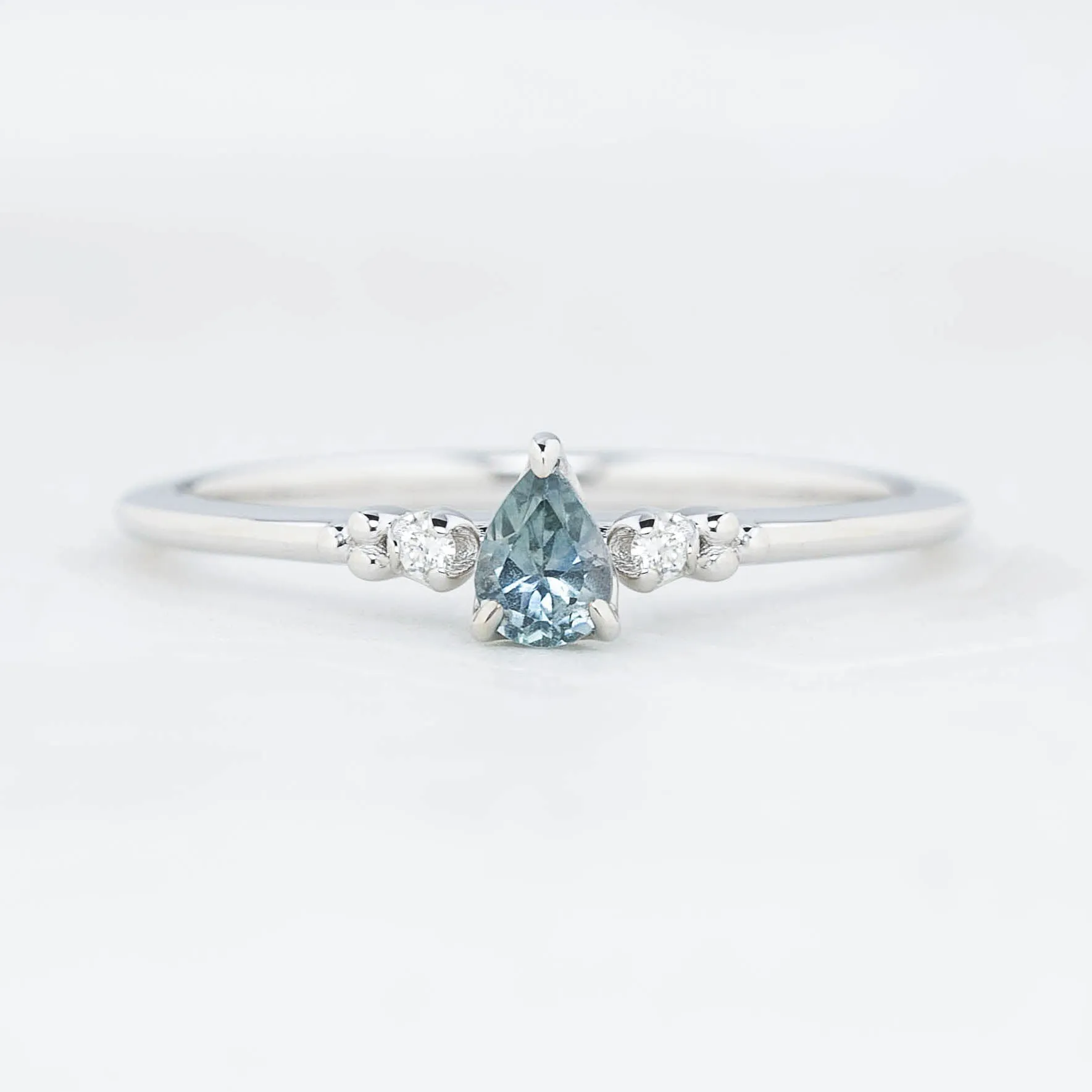 Estel Ring - 0.15ct Blue Montana Sapphire Ring, 14k White Gold