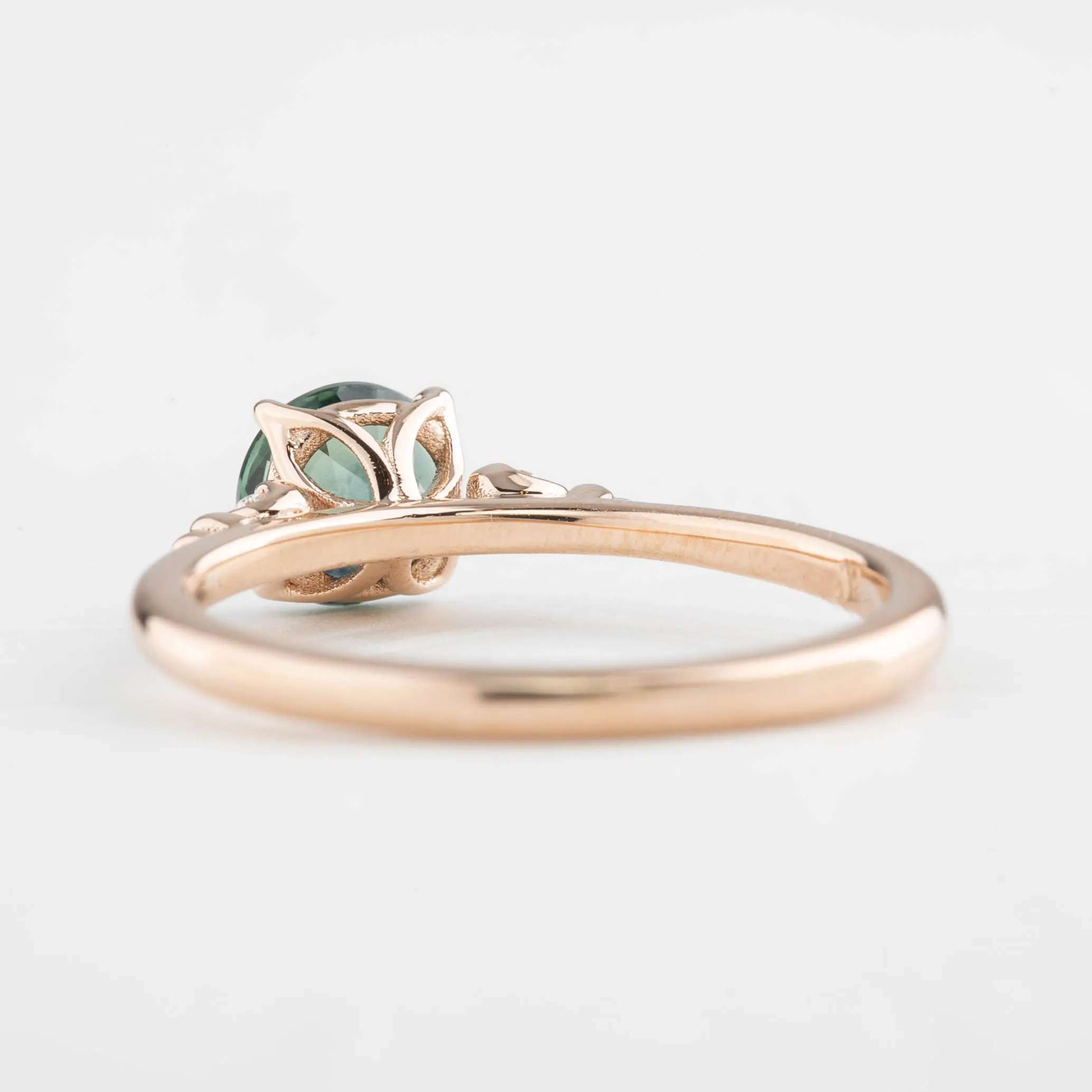 Estel Ring 1.03ct Peacock Green Round Montana Sapphire, 14K Rose Gold (One of a kind)