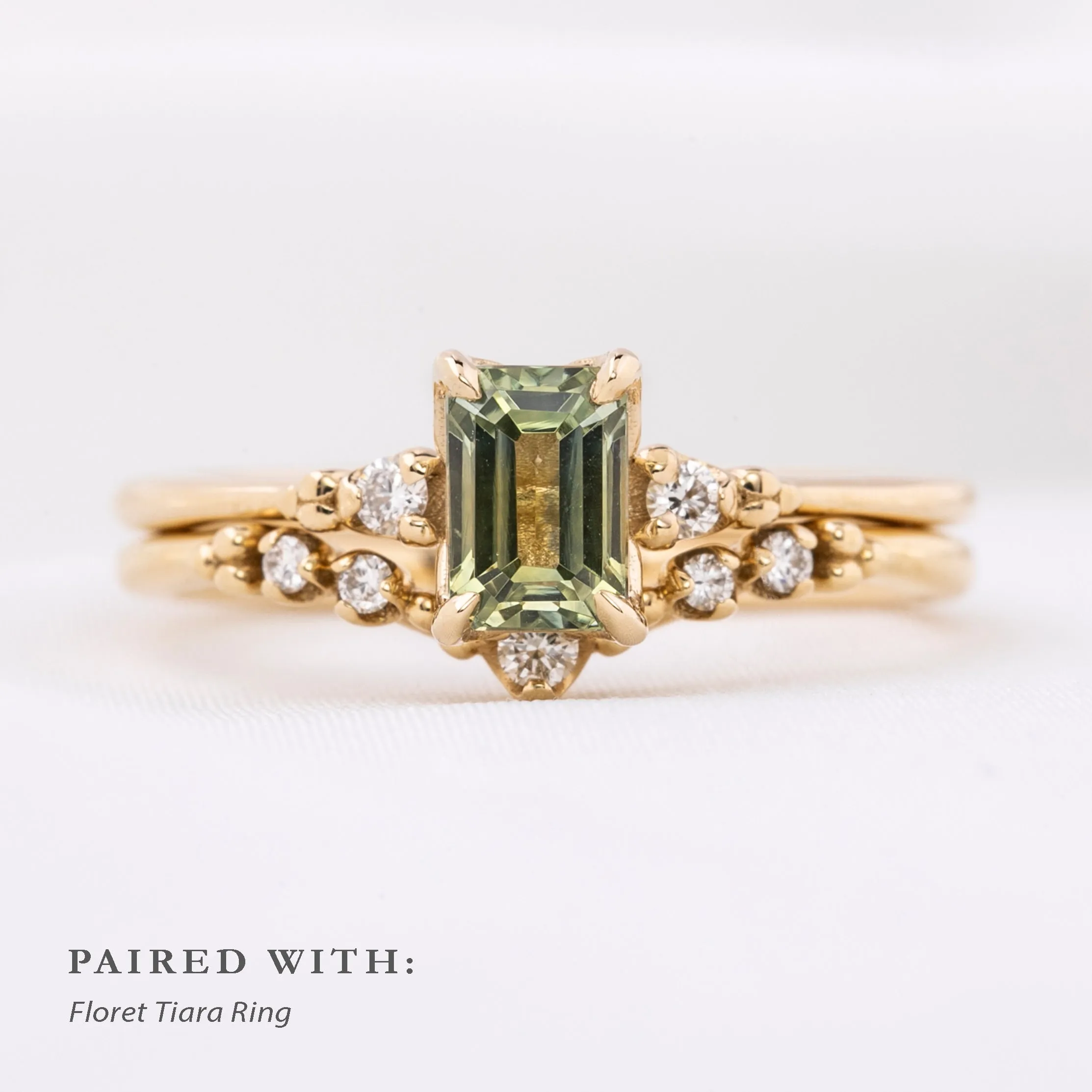 Estel Ring 1.05ct Light Green Emerald Montana Sapphire, 14K Yellow Gold (One of a kind)