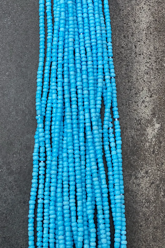 Extended Length 60 Inch Baby Blue Tie On Waist Beads