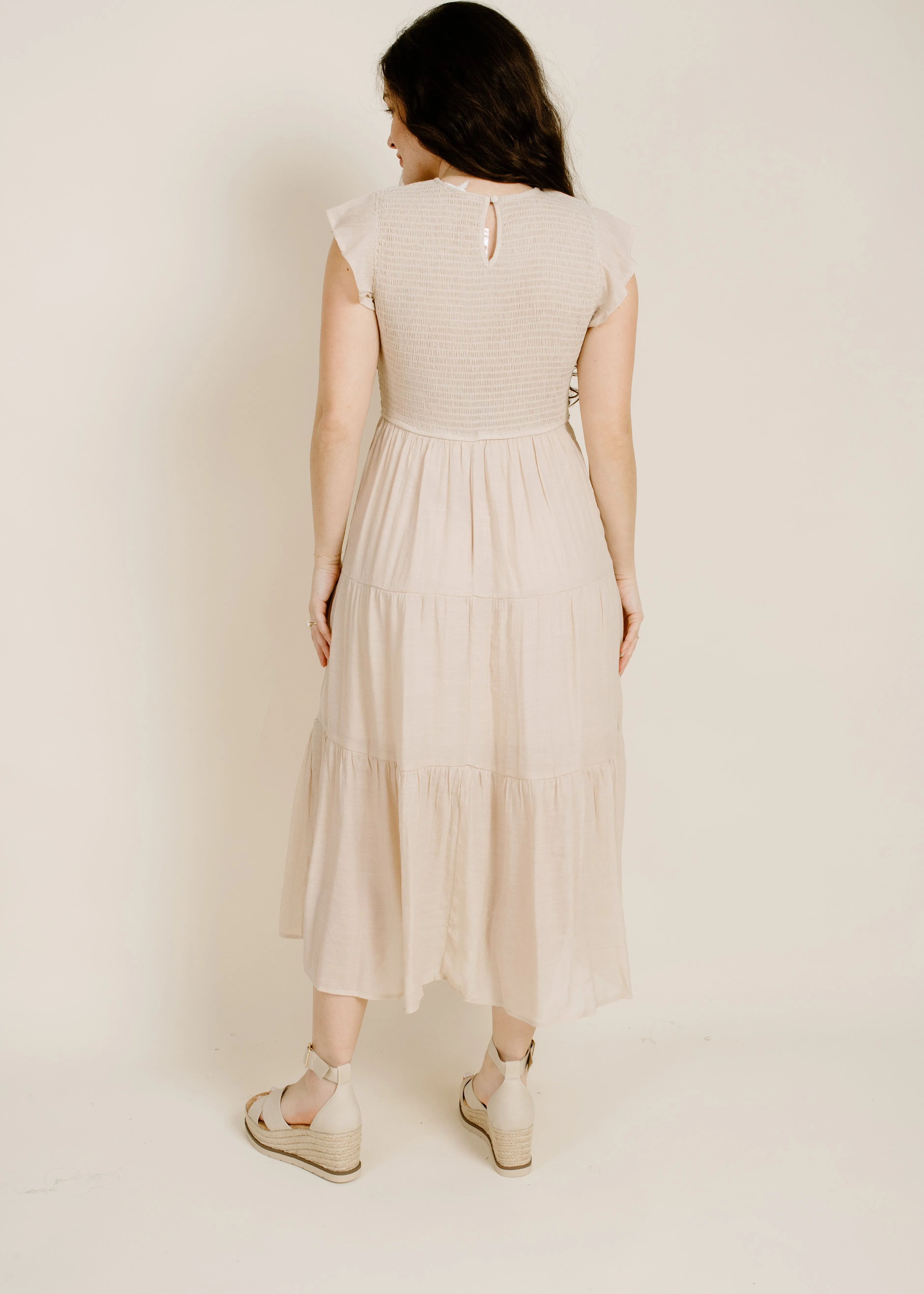 Faye Midi Dress - Beige