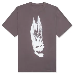 Flaming Skull S/S Tee - Grey/White