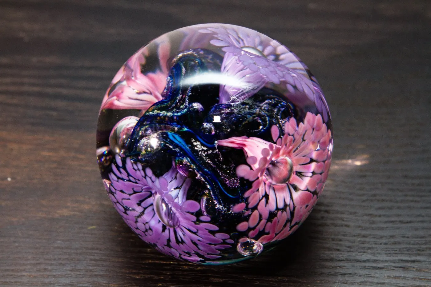 Flower Explosion Paperweight with Cremation Ashes