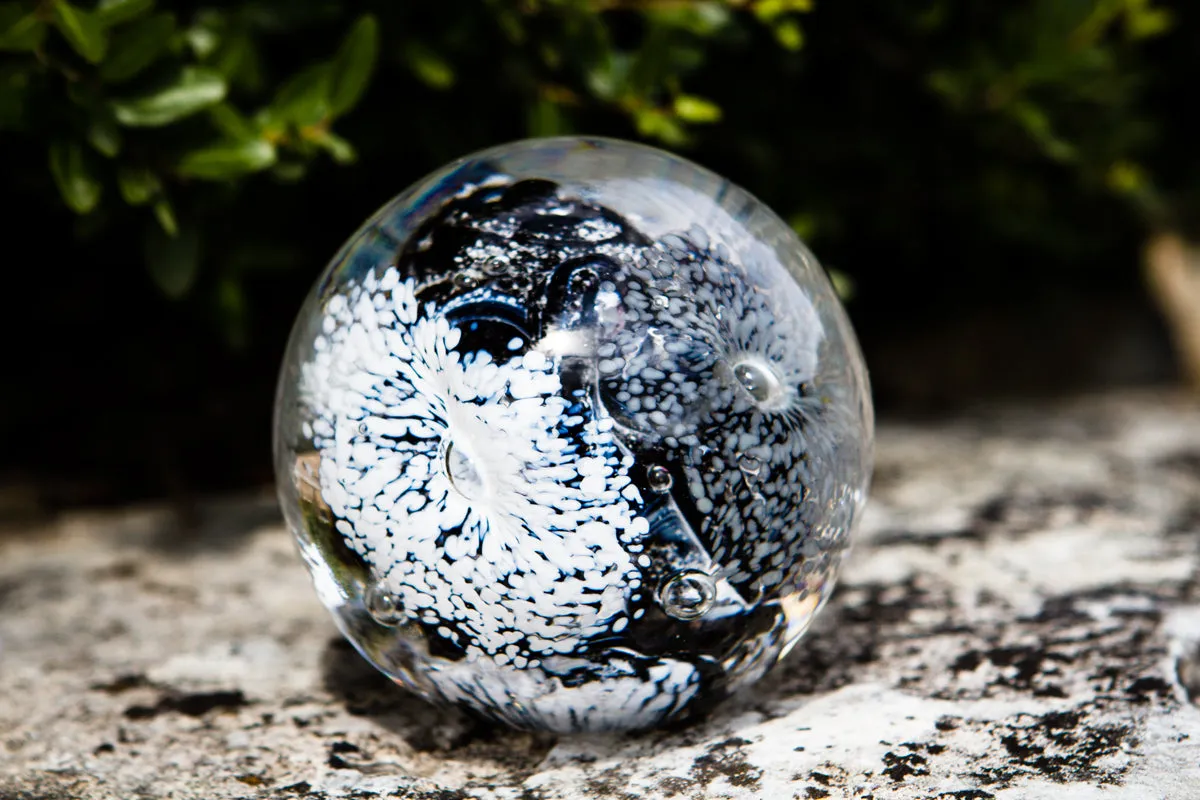 Flower Explosion Paperweight with Cremation Ashes