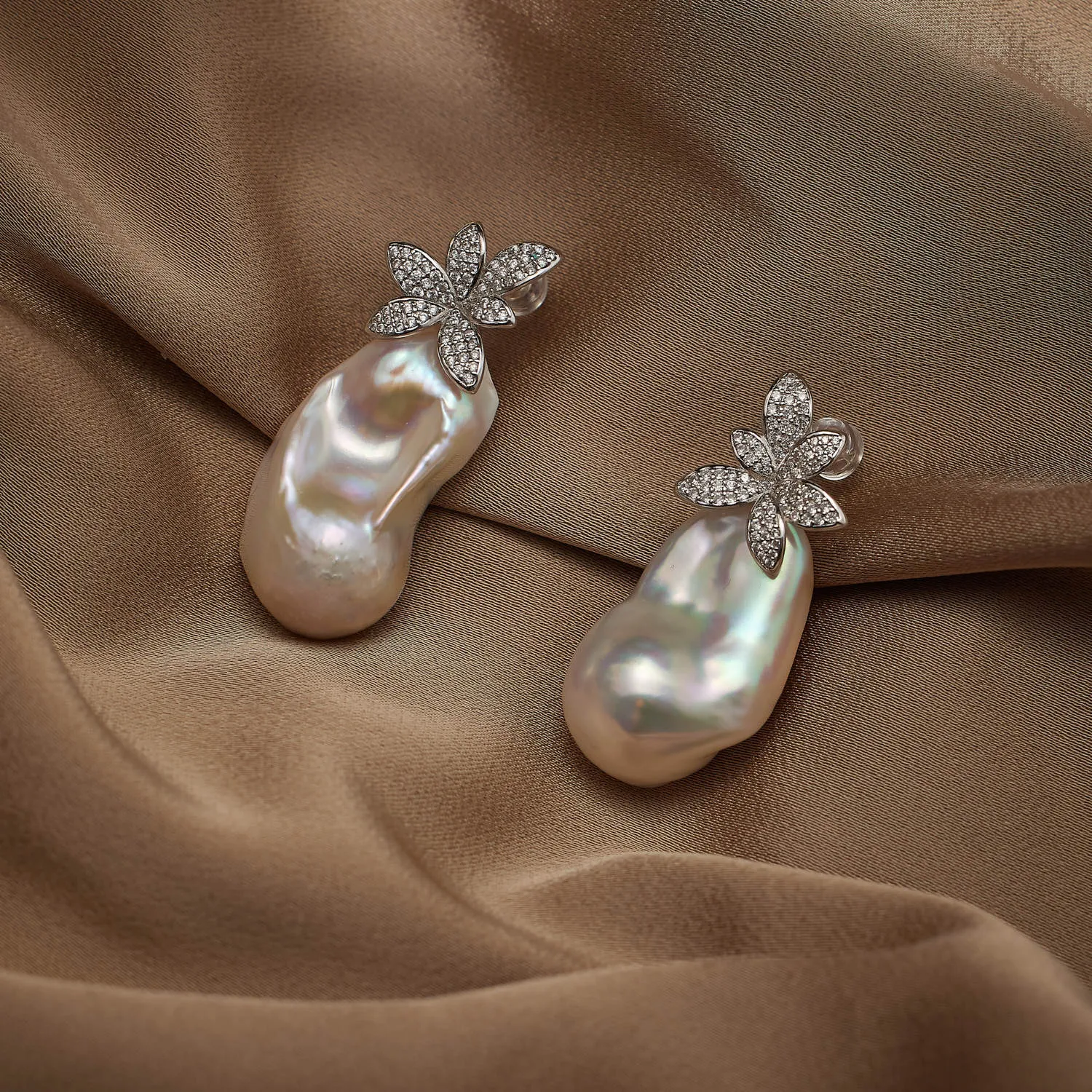 Flower Luxe Large Baroque Pearl Earrings