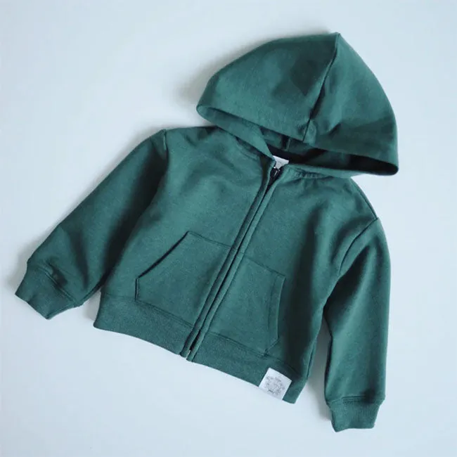 Fox and Poppy Organic Cotton Zip Up Hoodie - Pine