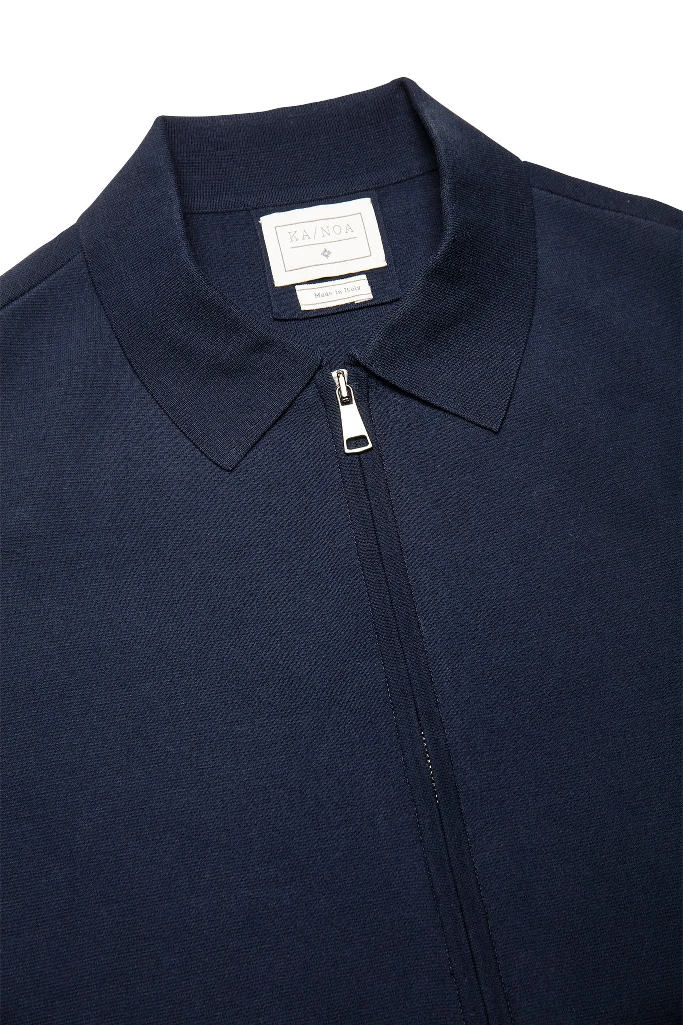 Francois knitted full-zip blouson in compact Egyptian cotton (dark blue)