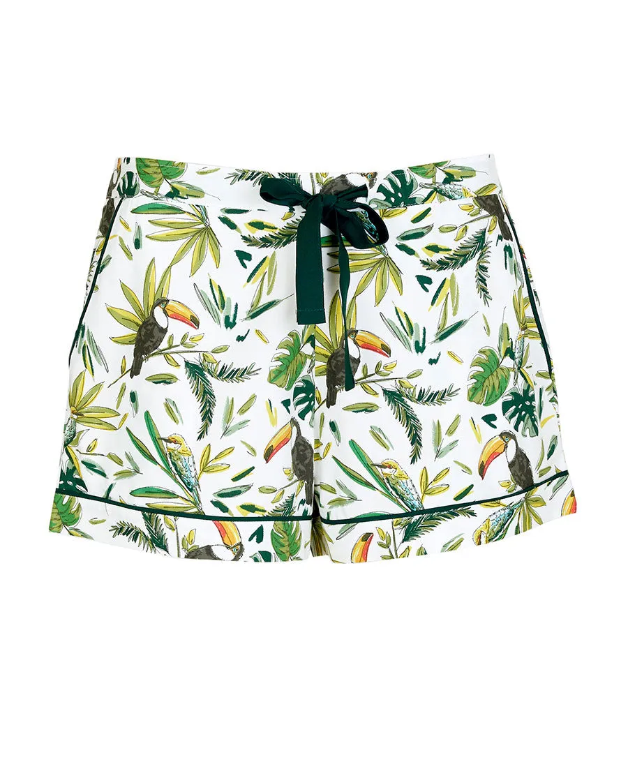 Gabrielle Toucan Printed Jersey Shorts