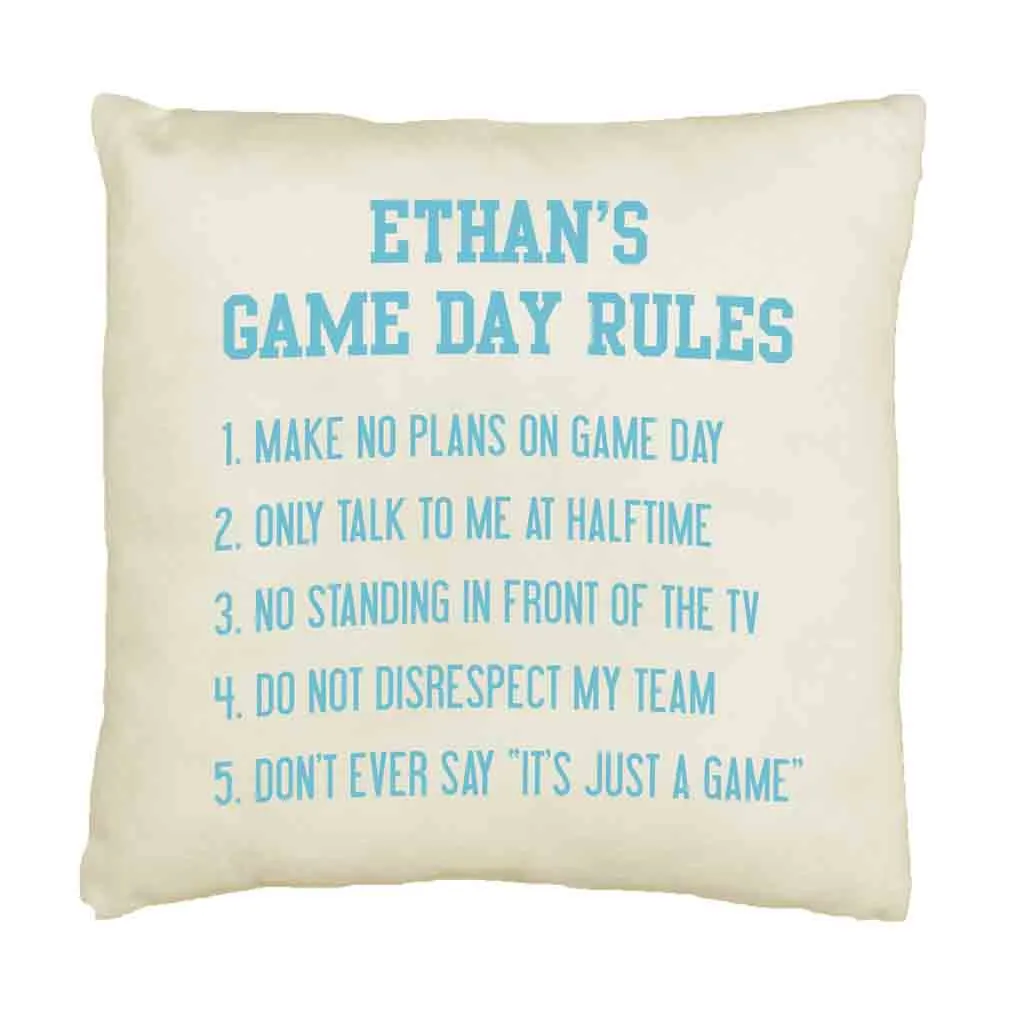 Game Day Rules Personalized Pillow Cover for the Sports Fan