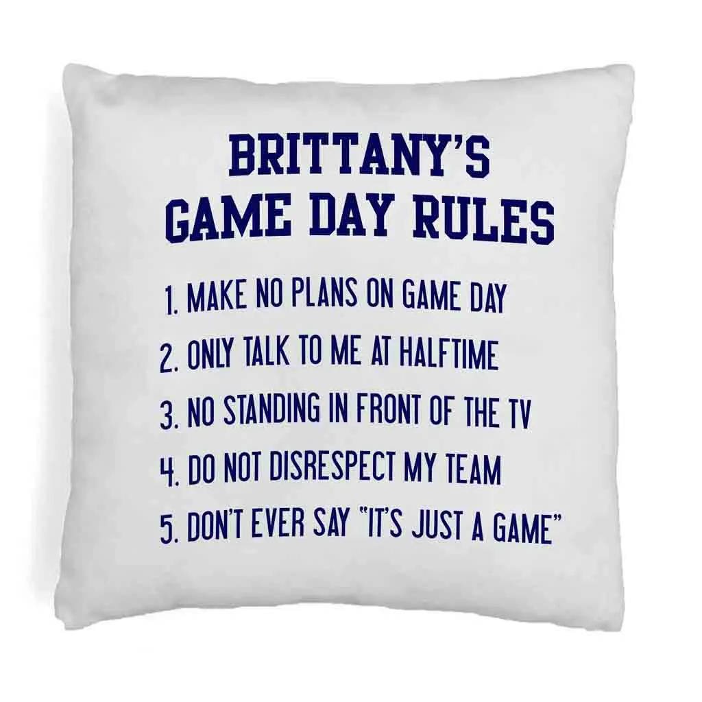 Game Day Rules Personalized Pillow Cover for the Sports Fan