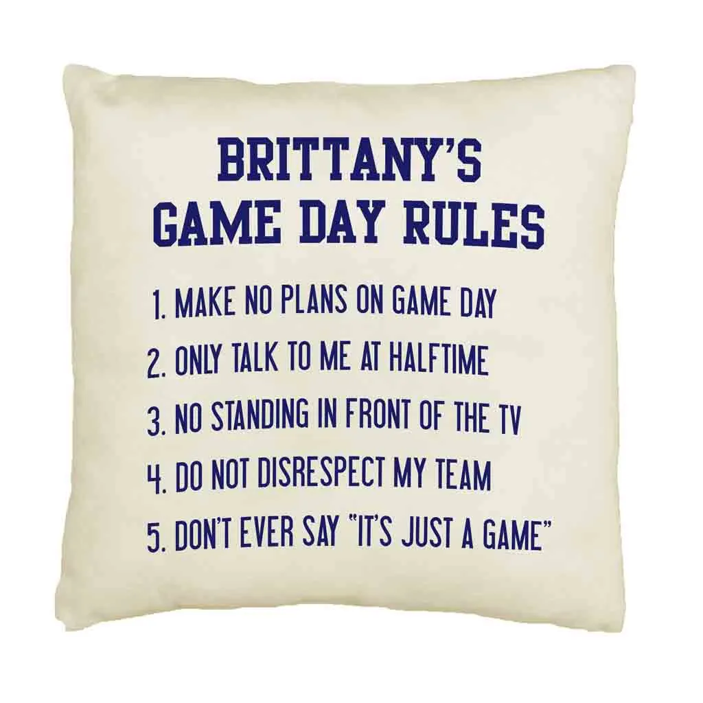 Game Day Rules Personalized Pillow Cover for the Sports Fan