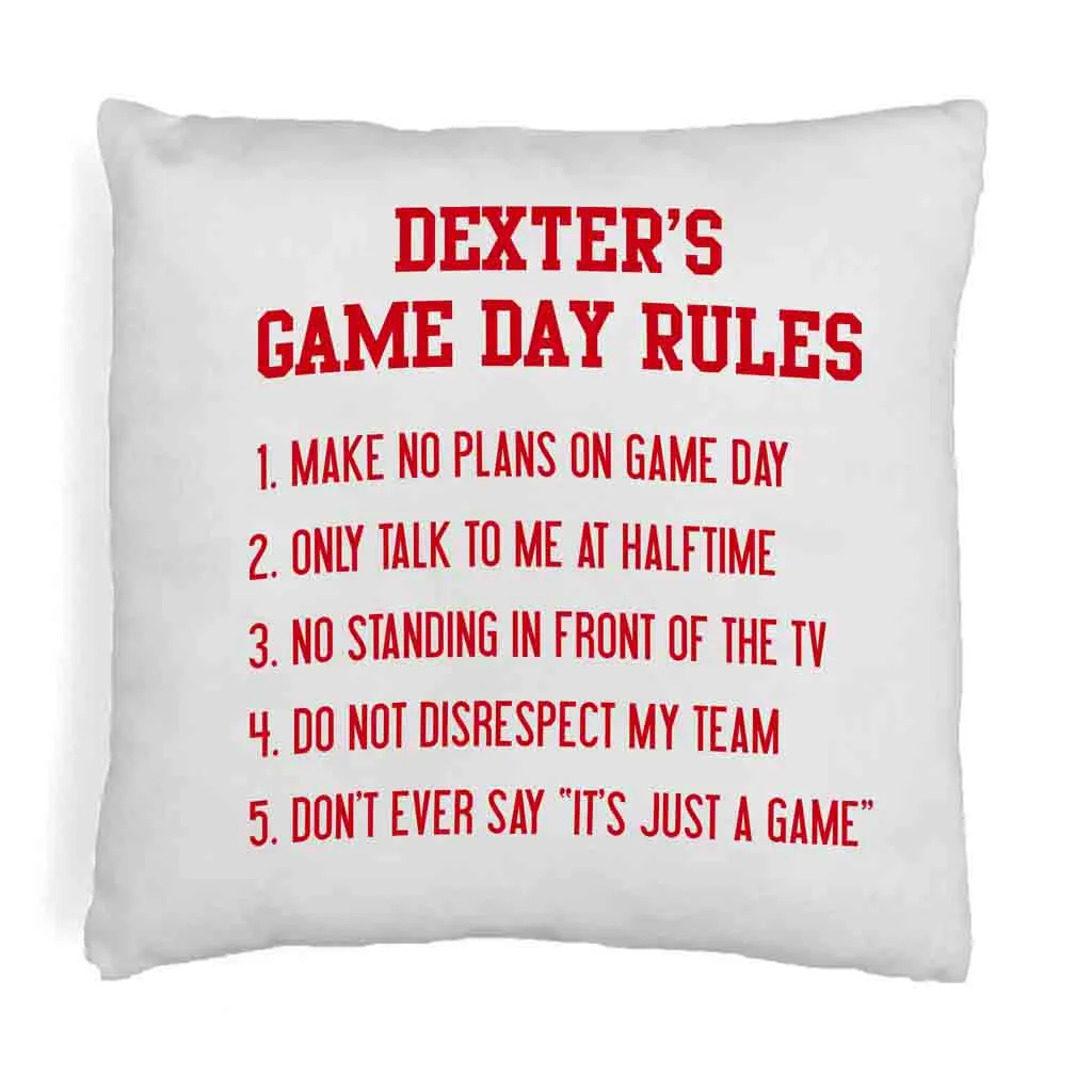 Game Day Rules Personalized Pillow Cover for the Sports Fan