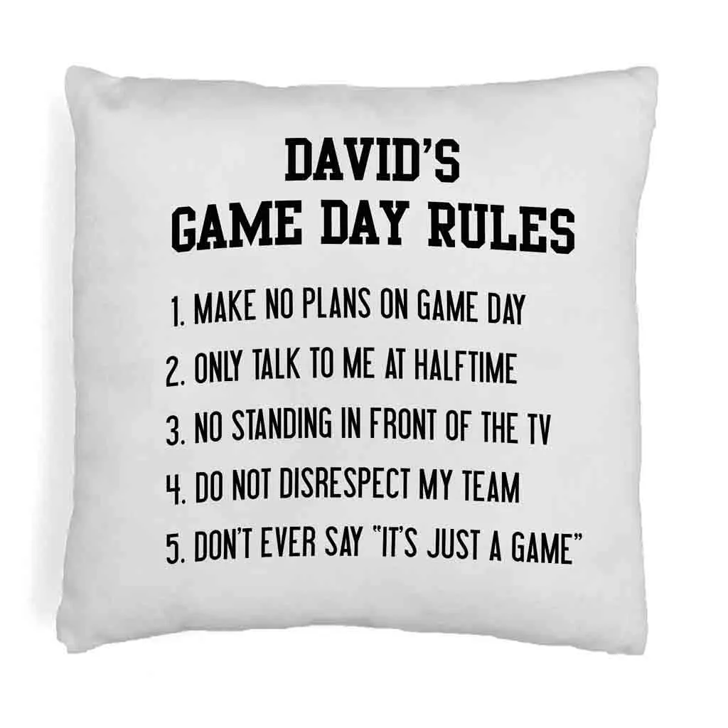 Game Day Rules Personalized Pillow Cover for the Sports Fan