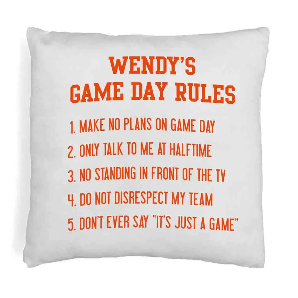 Game Day Rules Personalized Pillow Cover for the Sports Fan