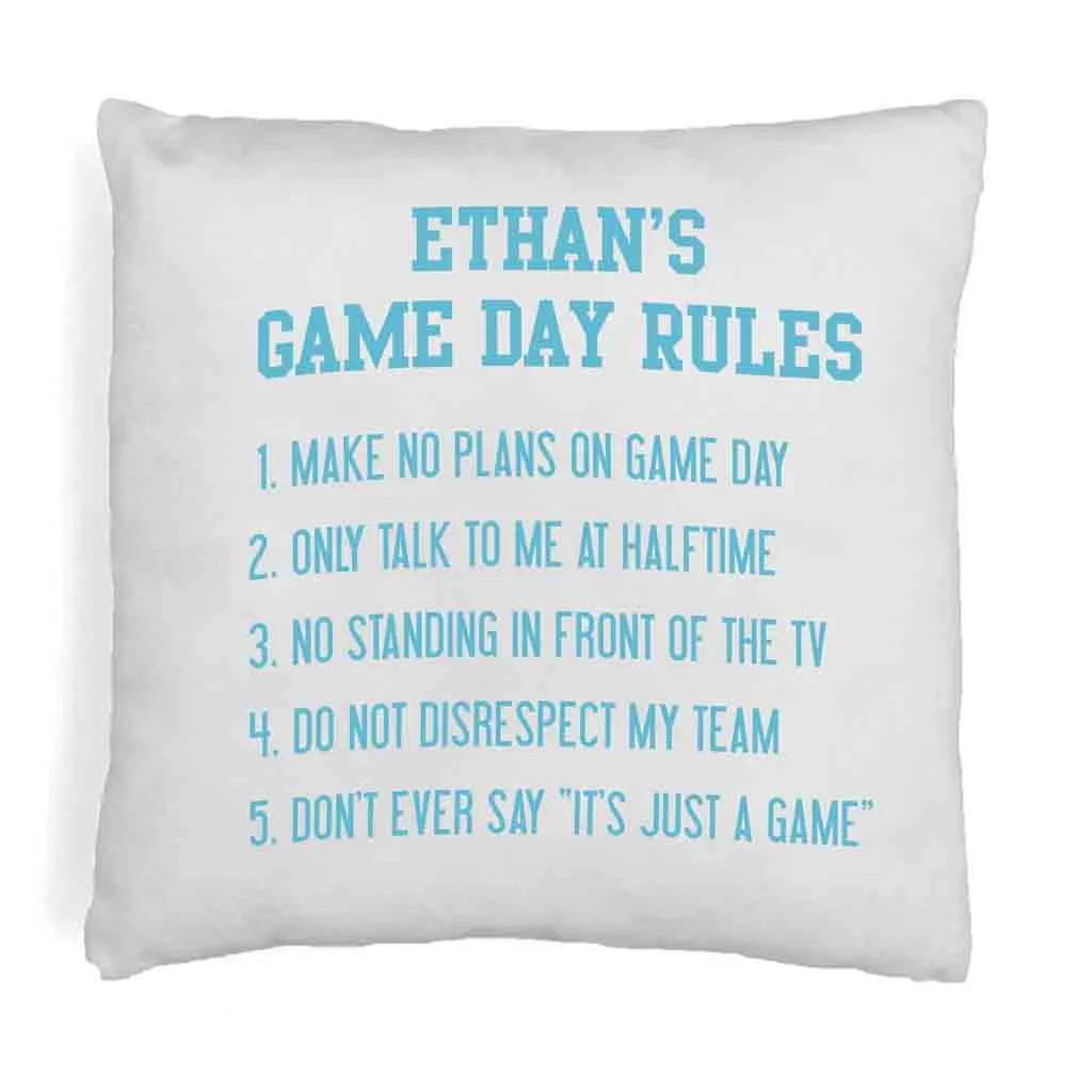 Game Day Rules Personalized Pillow Cover for the Sports Fan