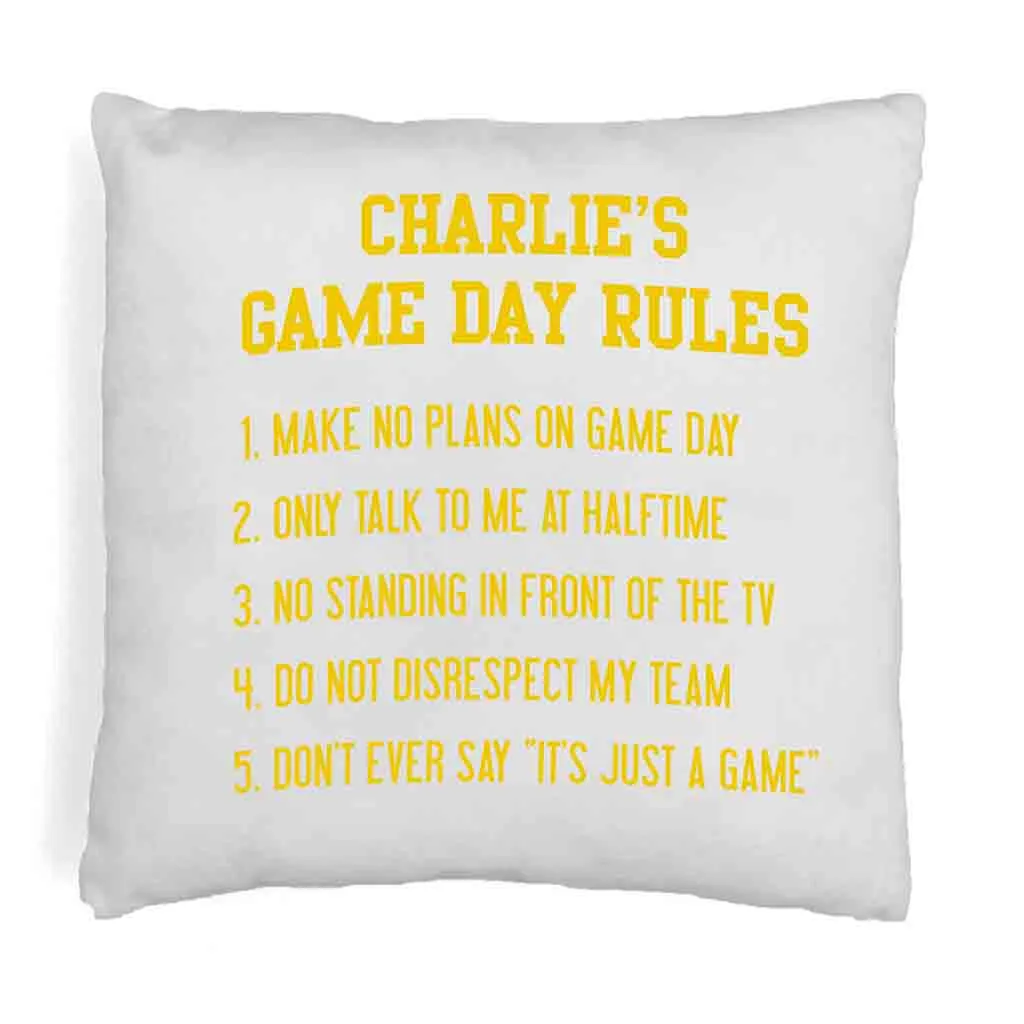 Game Day Rules Personalized Pillow Cover for the Sports Fan