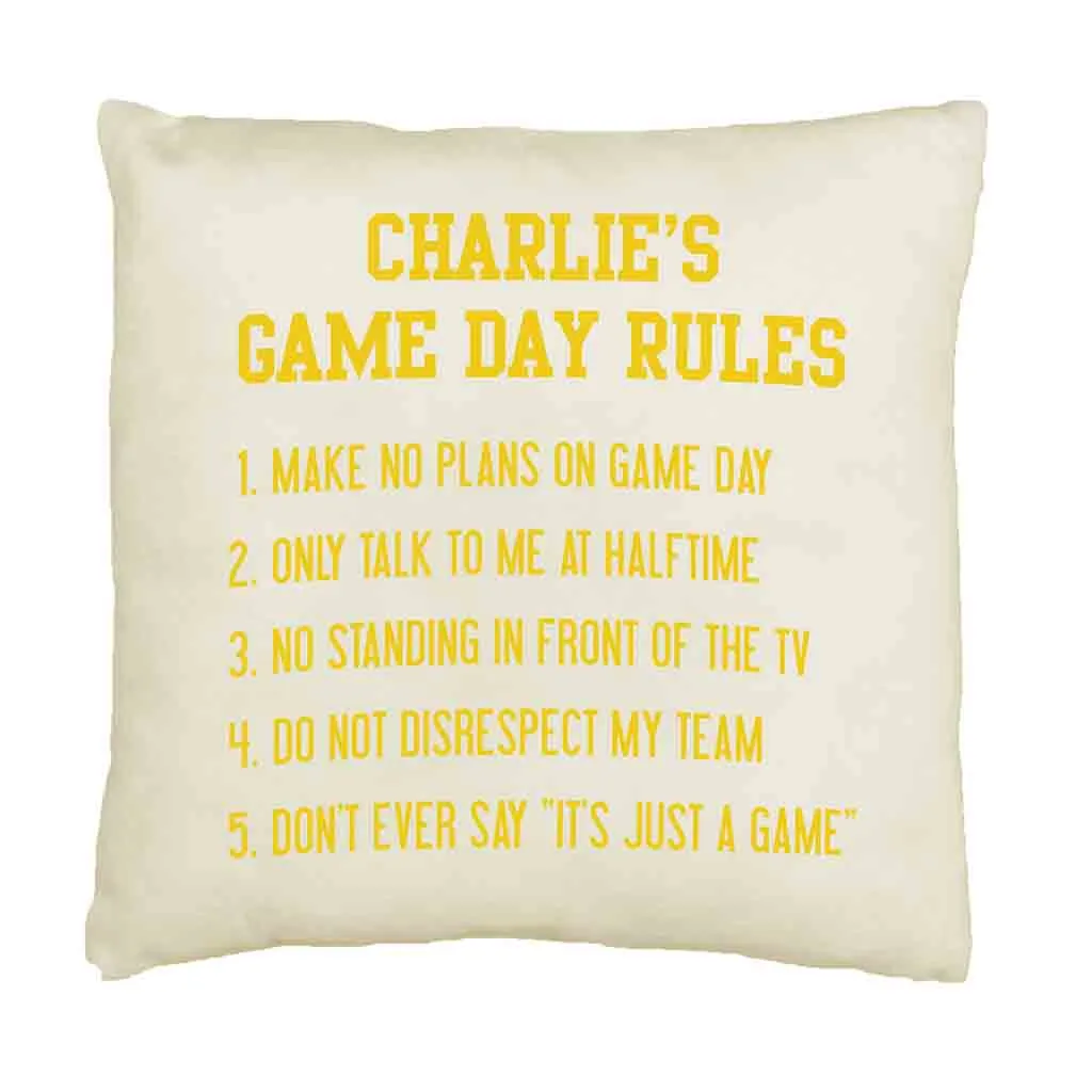 Game Day Rules Personalized Pillow Cover for the Sports Fan