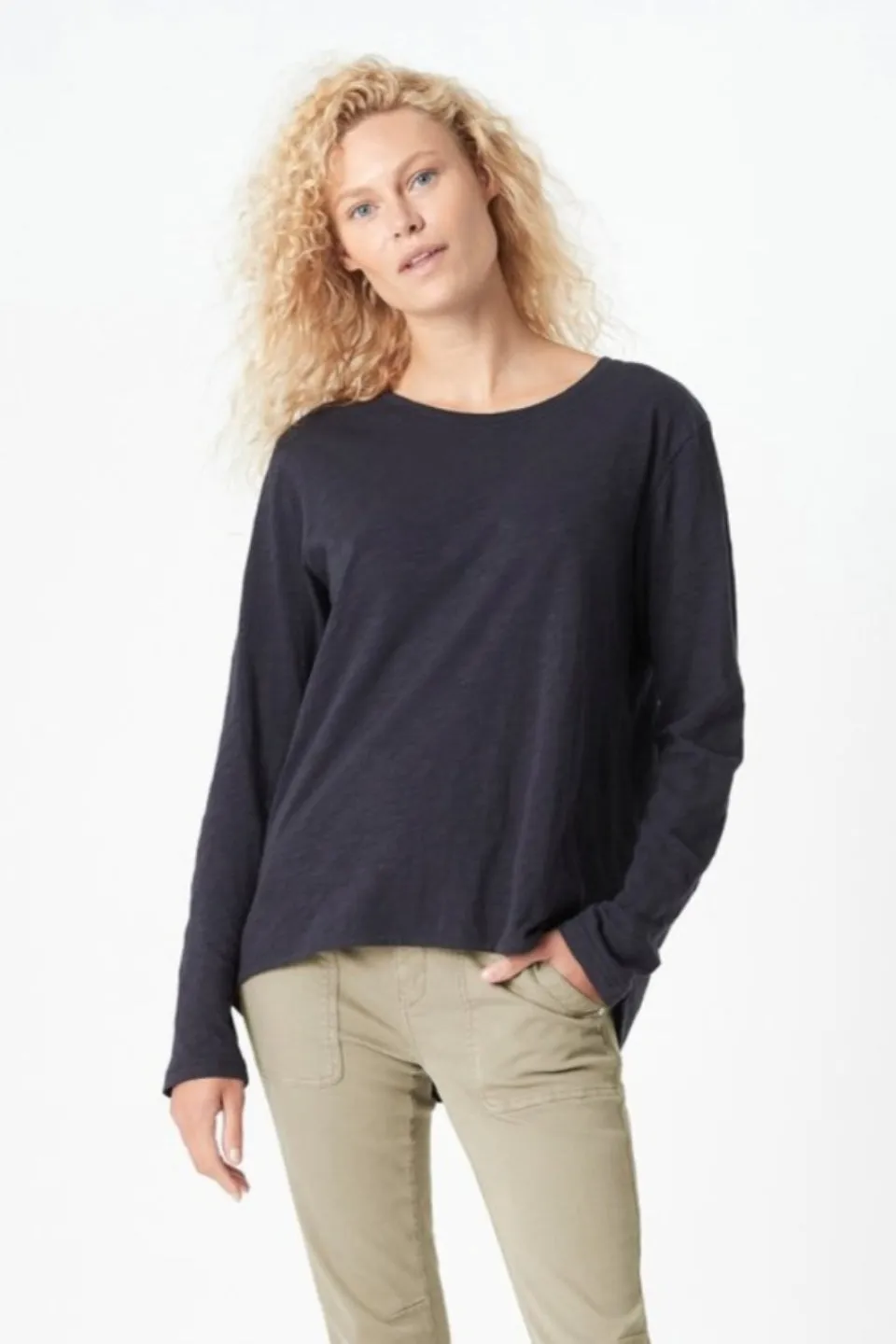 Gayle Midnight Cotton LS Top