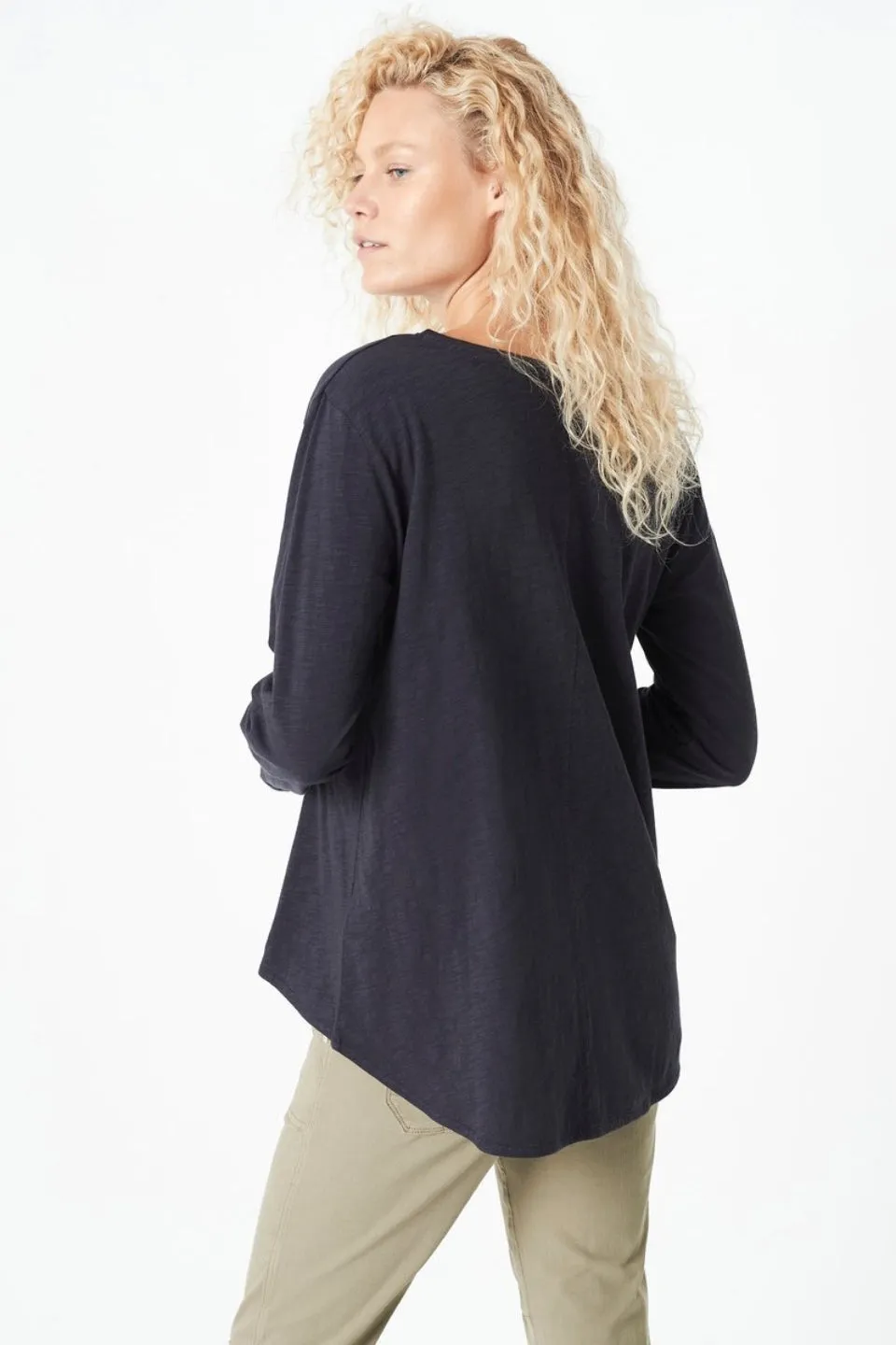 Gayle Midnight Cotton LS Top