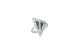 GeoArt Basic Triangle Tsavorite and Diamond Ring