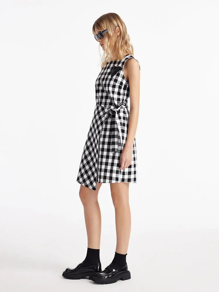 Gingham Wrapped Women Mini Dress