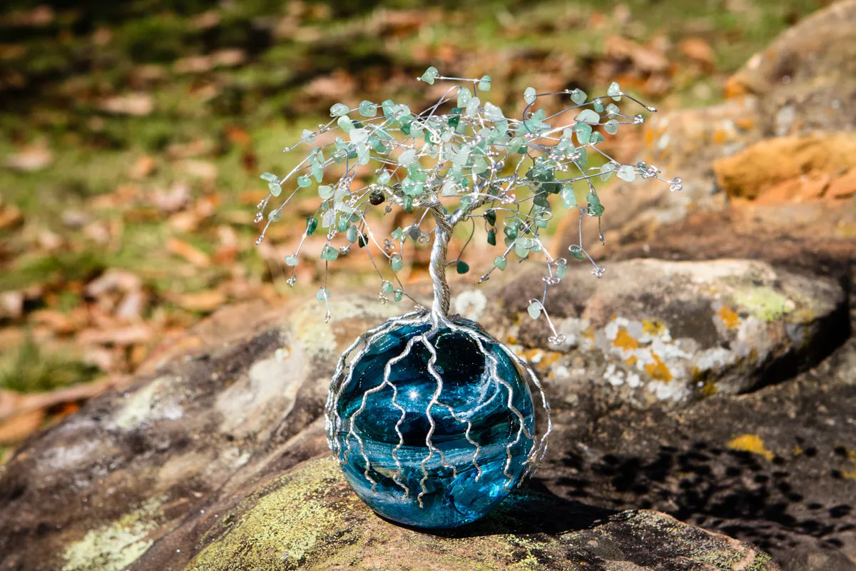 Glimmering Aventurine Wire Tree with Rope Orb