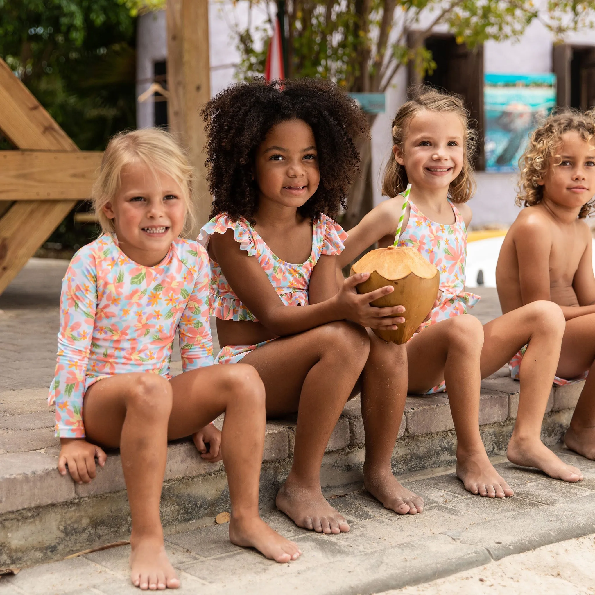 Hawaiian Luau Sustainable Cut Out Swimsuit