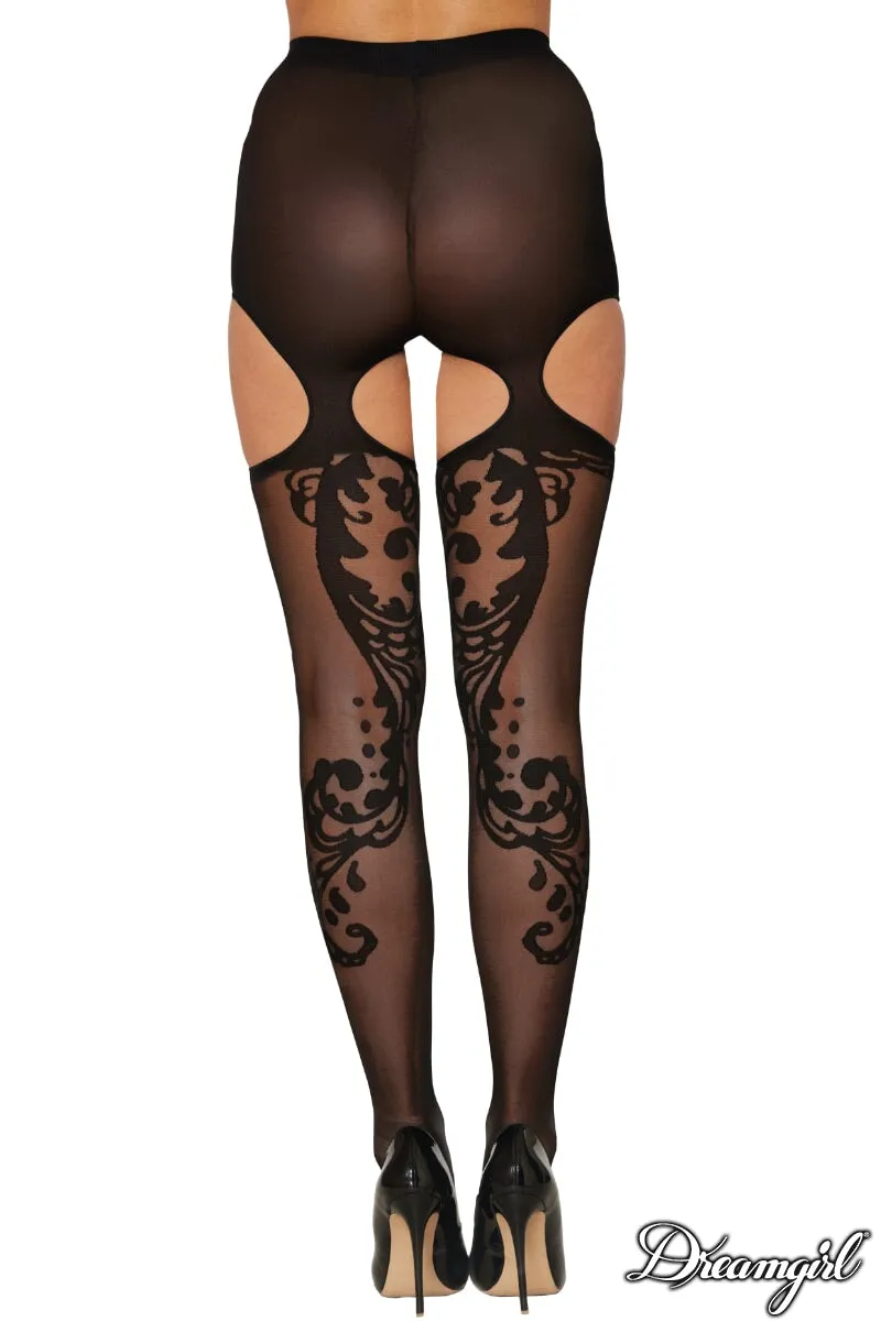 Jacquard Suspender Pantyhose