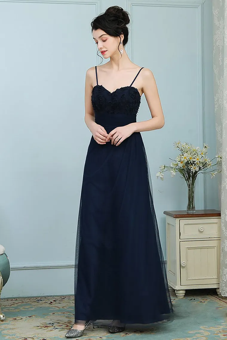 Janiyah Spaghetti Straps A-Line/Princess Tulle Natural Waist Sleeveless Floor Length Bridesmaid Dresses