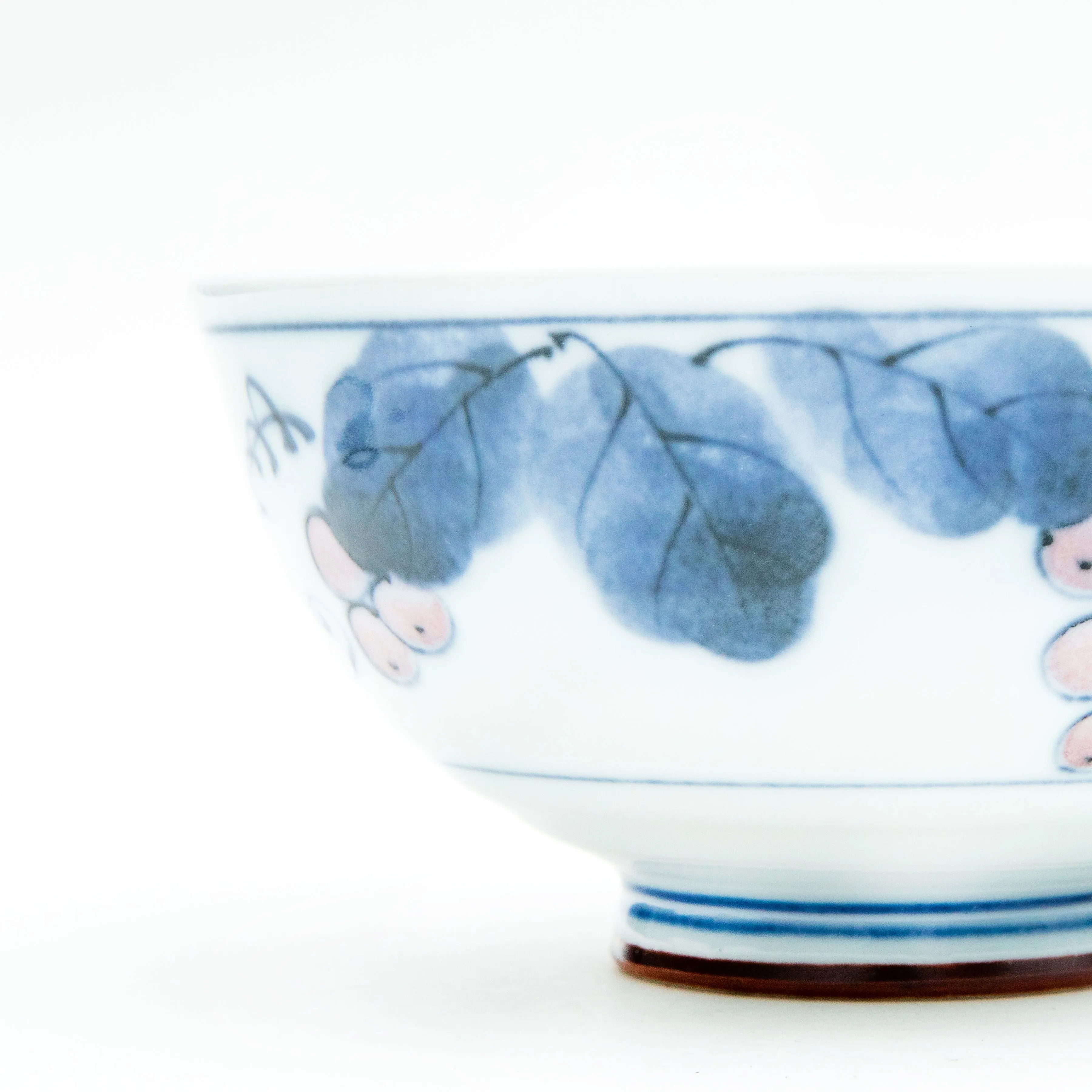 Japanese Indigo Blue Dyed Grape Porcelain Bowl