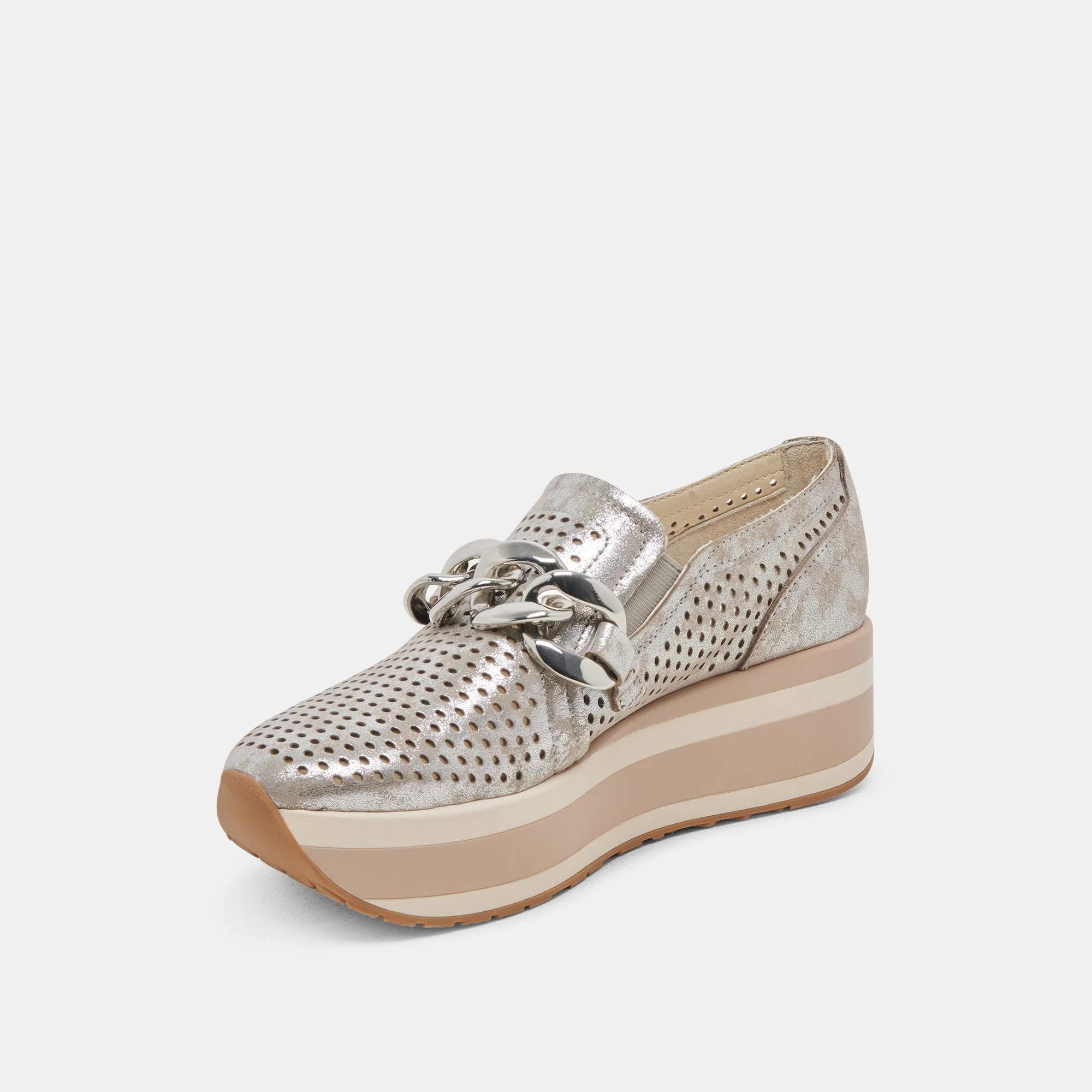 JHENEE PERFORATED SNEAKERS SILVER NUBUCK