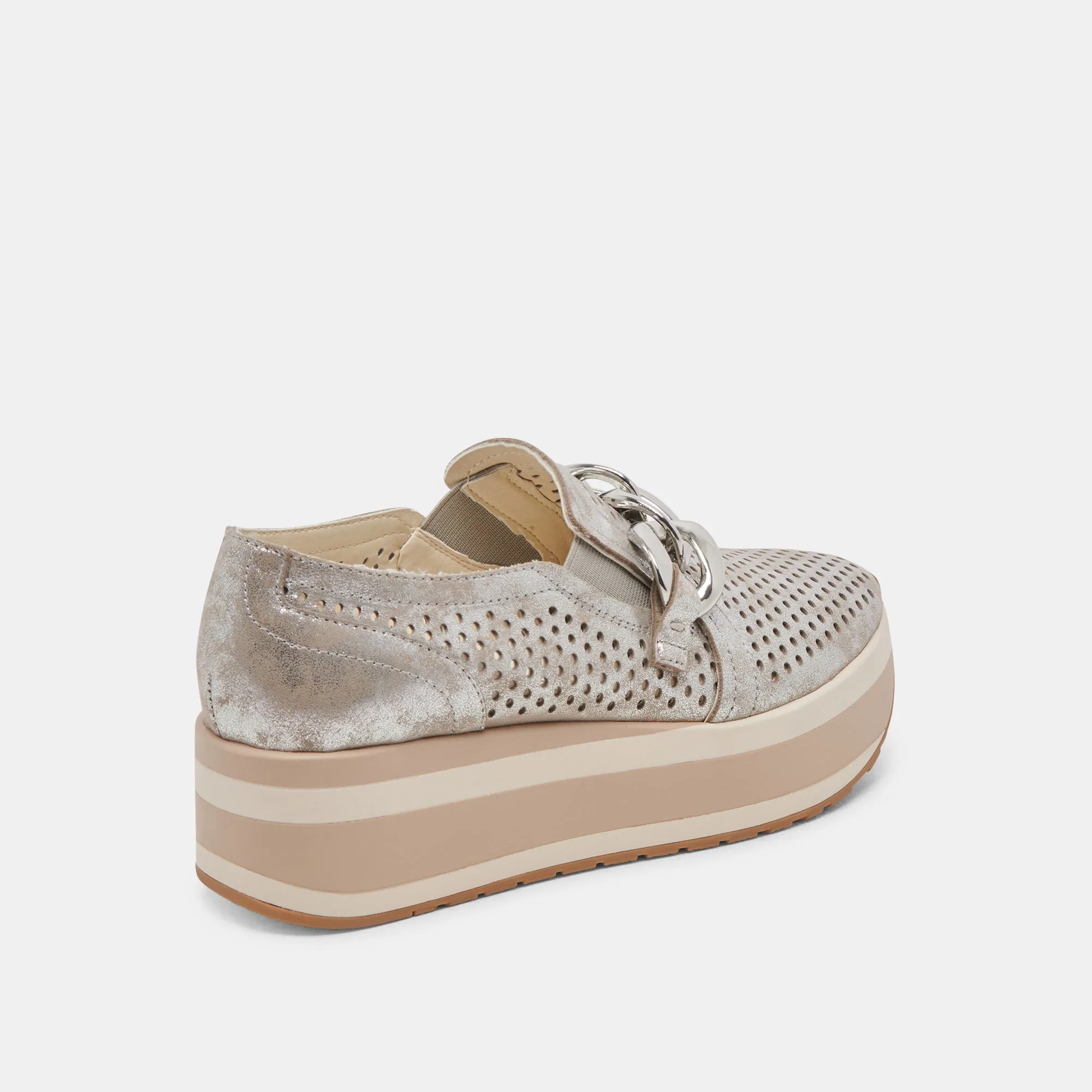 JHENEE PERFORATED SNEAKERS SILVER NUBUCK