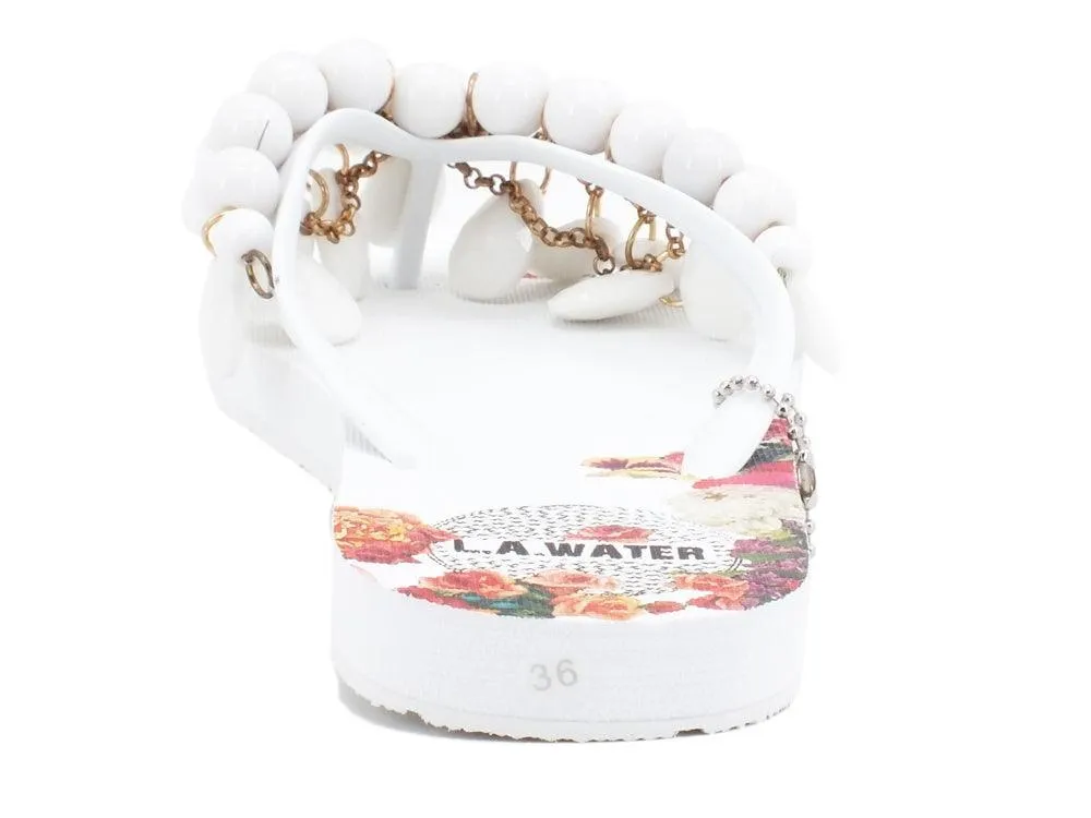 L.A. WATER Flower Infradito White Multi 02125A