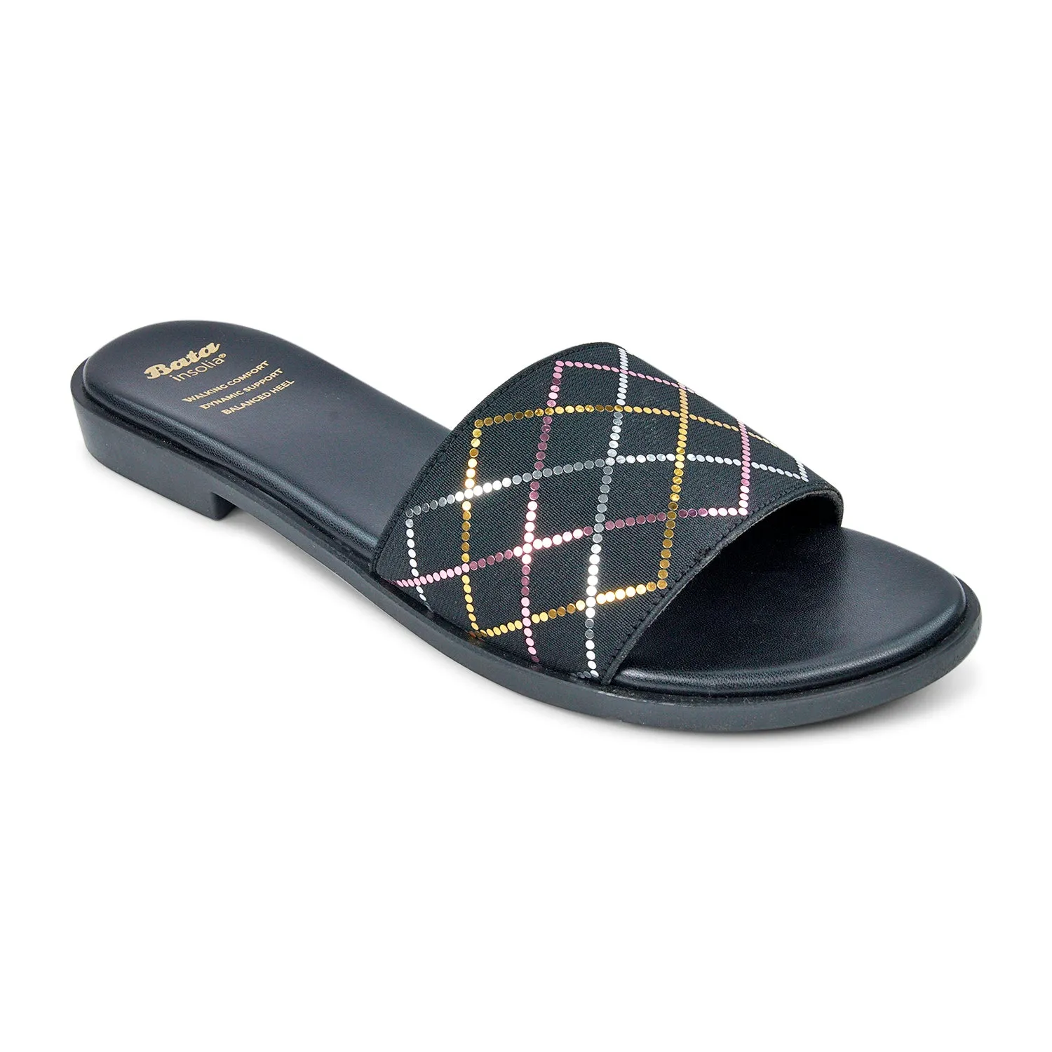 Ladies Sparkly Slip-On Flat Sandal