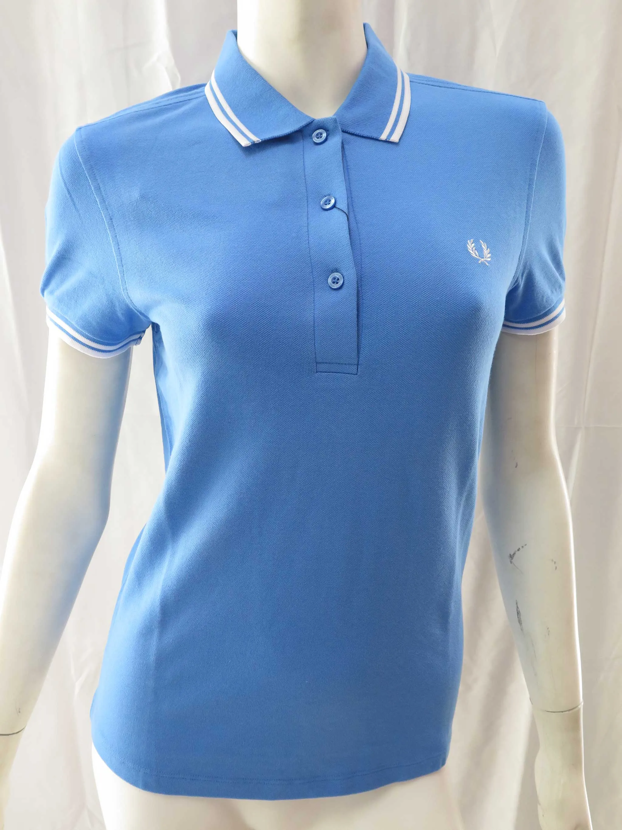 LADIES TWIN TIPPED FRED PERRY SHIRT (VIBRANT BLUE/WHITE)