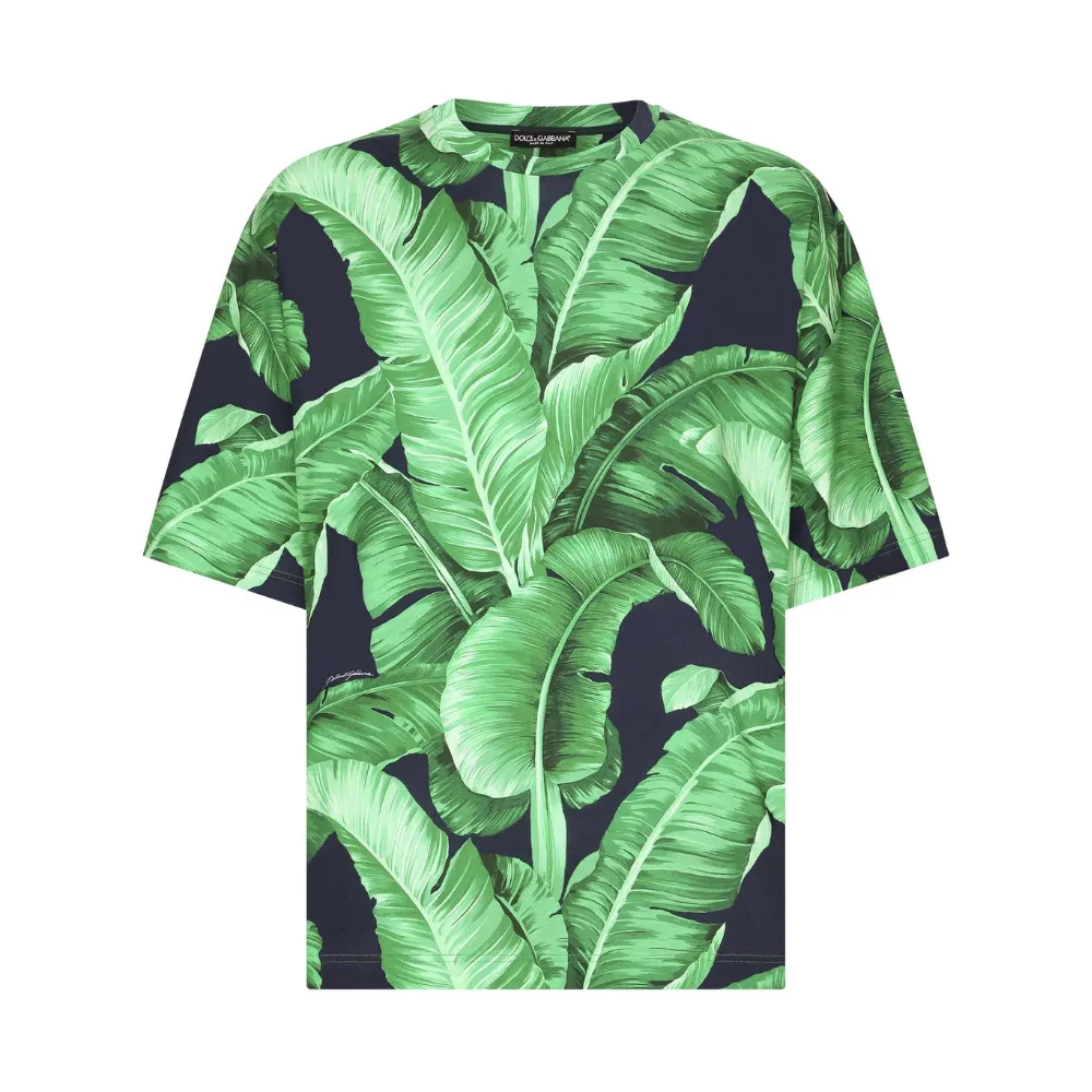 Leaf-Print Cotton T-Shirt