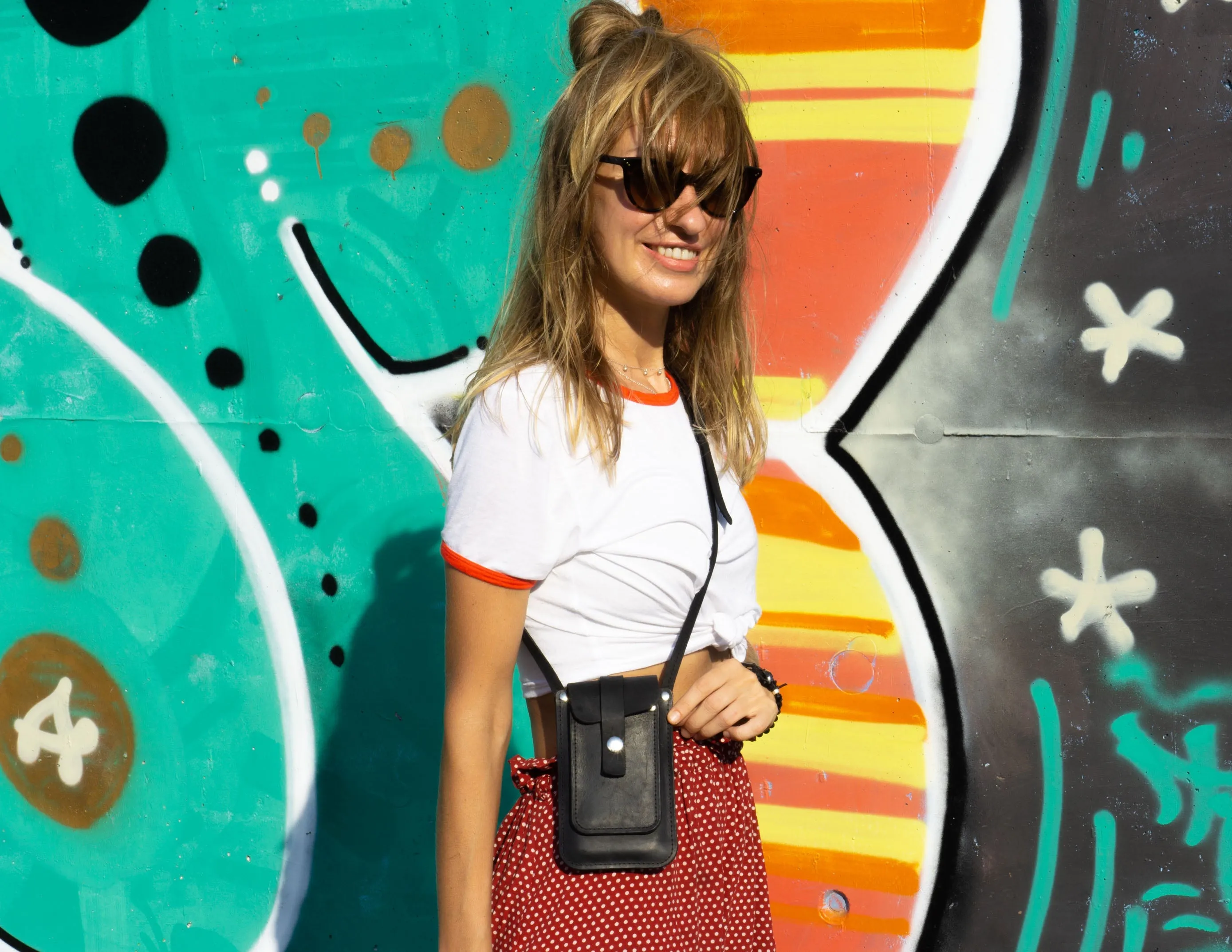 Leather Phone Bag Rebel | Handmade | Designer Mini Shoulder Bag