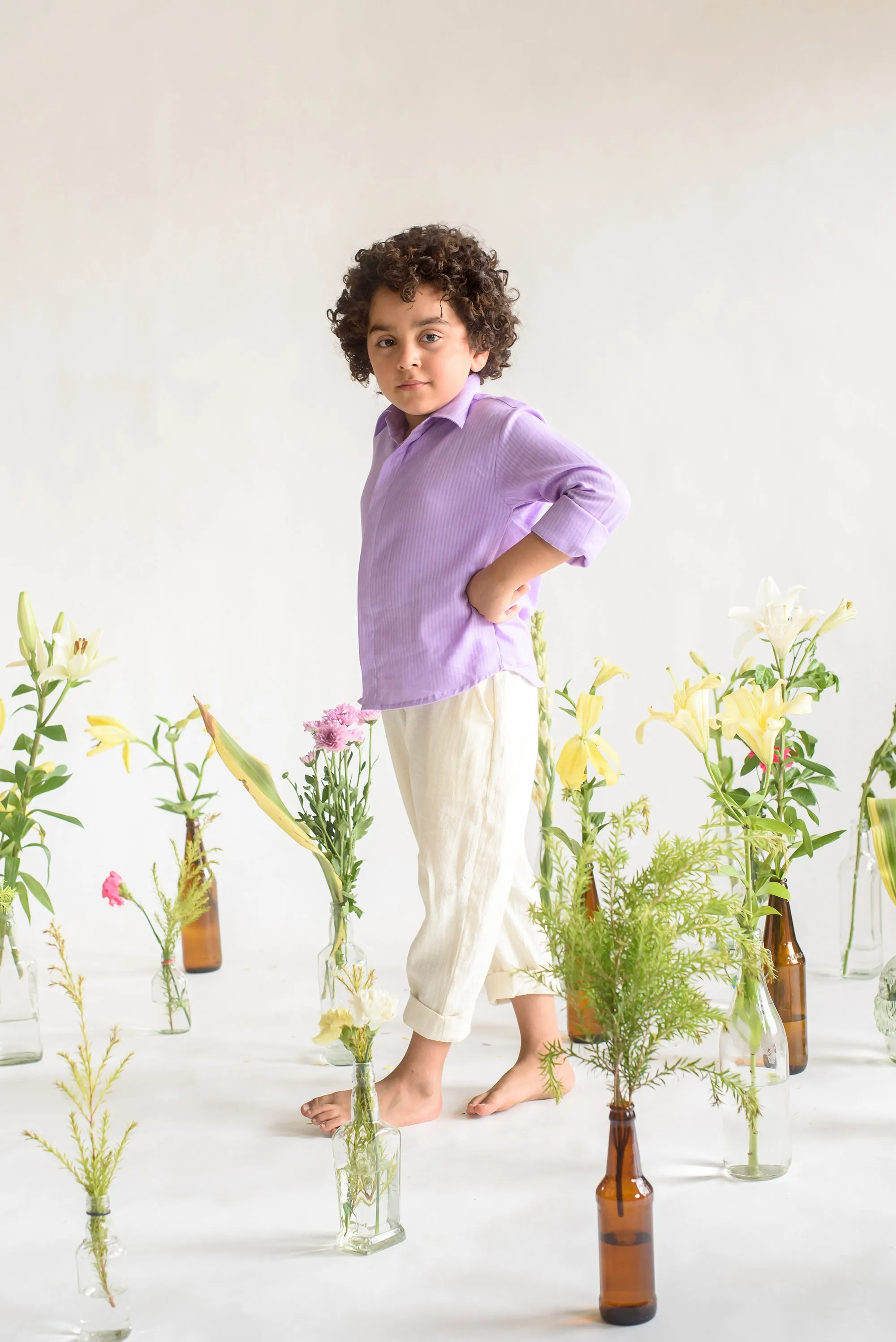 Lilac Branch- Organic Cotton Shirt For Boys