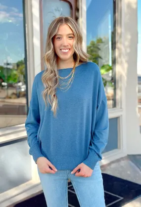 Lilly Sweater by Dreamers in Heathered Denim