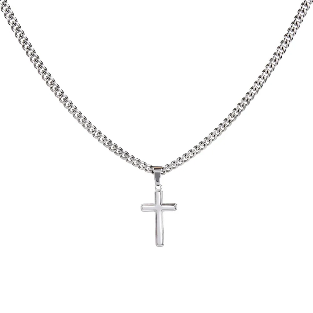 Little Brother Birthday Gift - Love Your Lord with All Your Strength Cross Cuban Link Chain