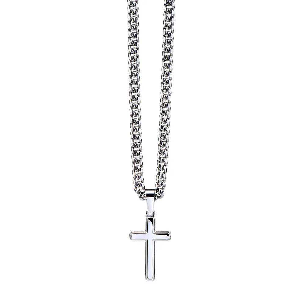 Little Brother Birthday Gift - Love Your Lord with All Your Strength Cross Cuban Link Chain