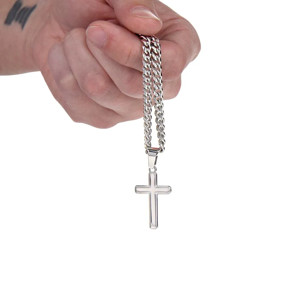 Little Brother Birthday Gift - Love Your Lord with All Your Strength Cross Cuban Link Chain