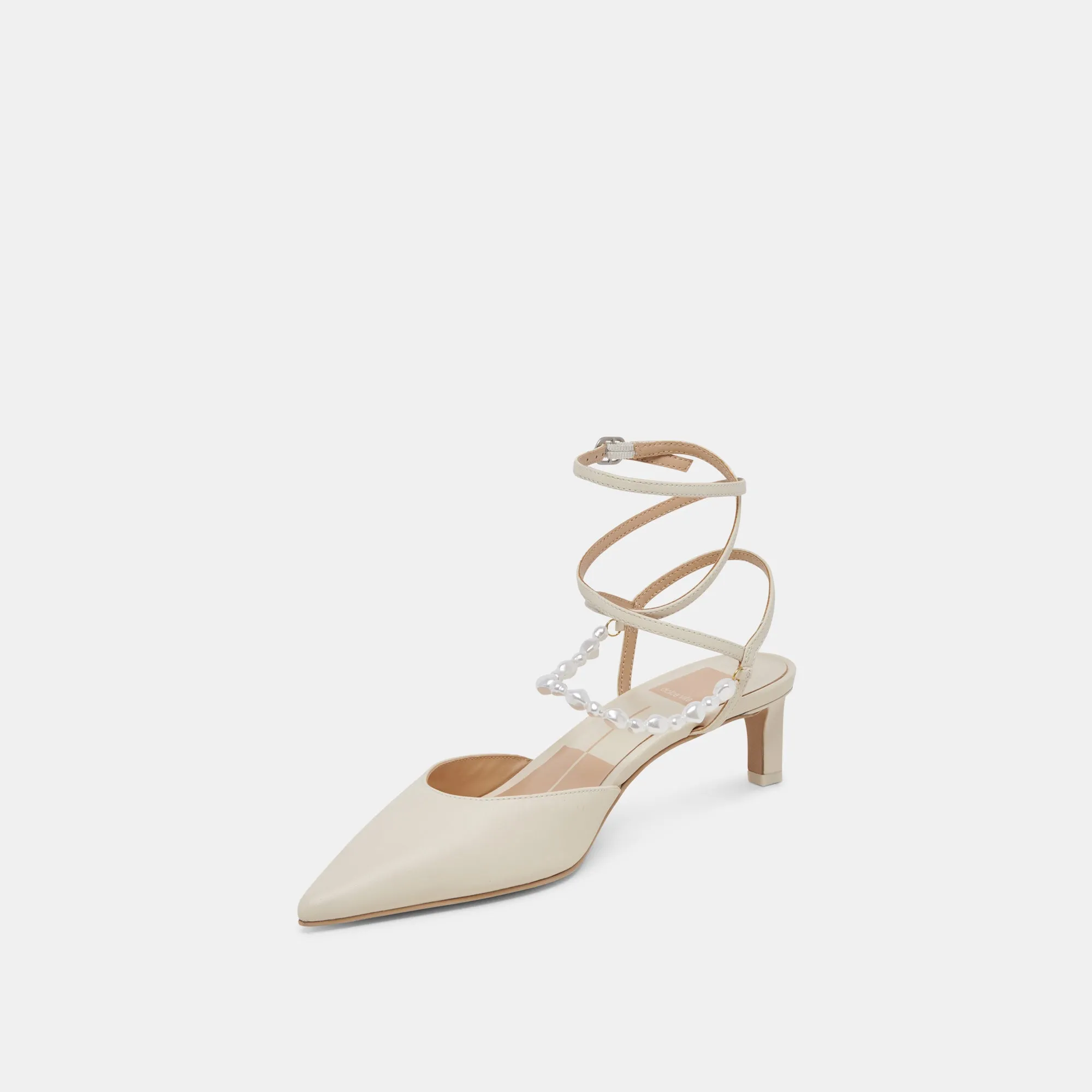 LOKLYN PEARL HEELS VANILLA LEATHER