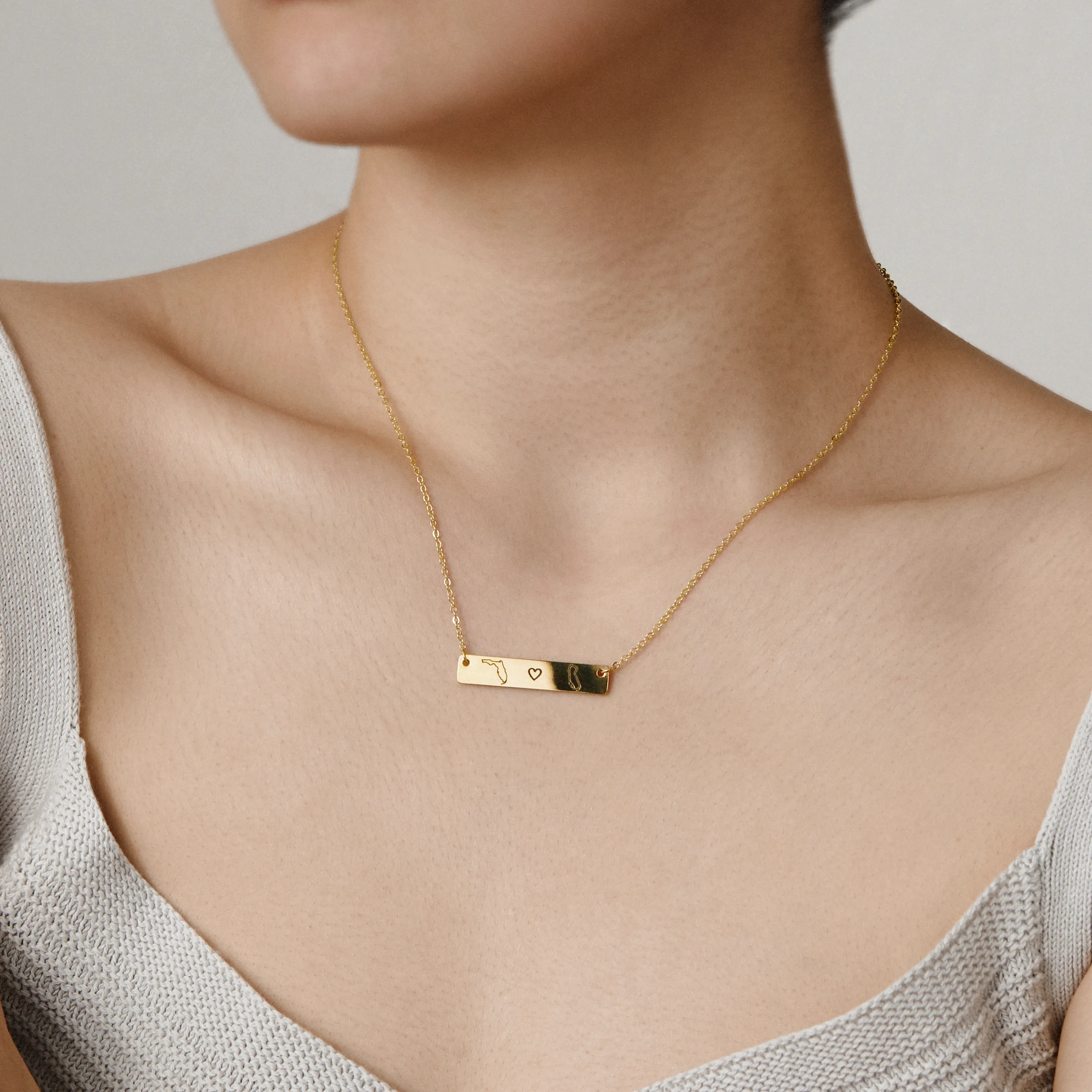 Long Distance Bar Necklace